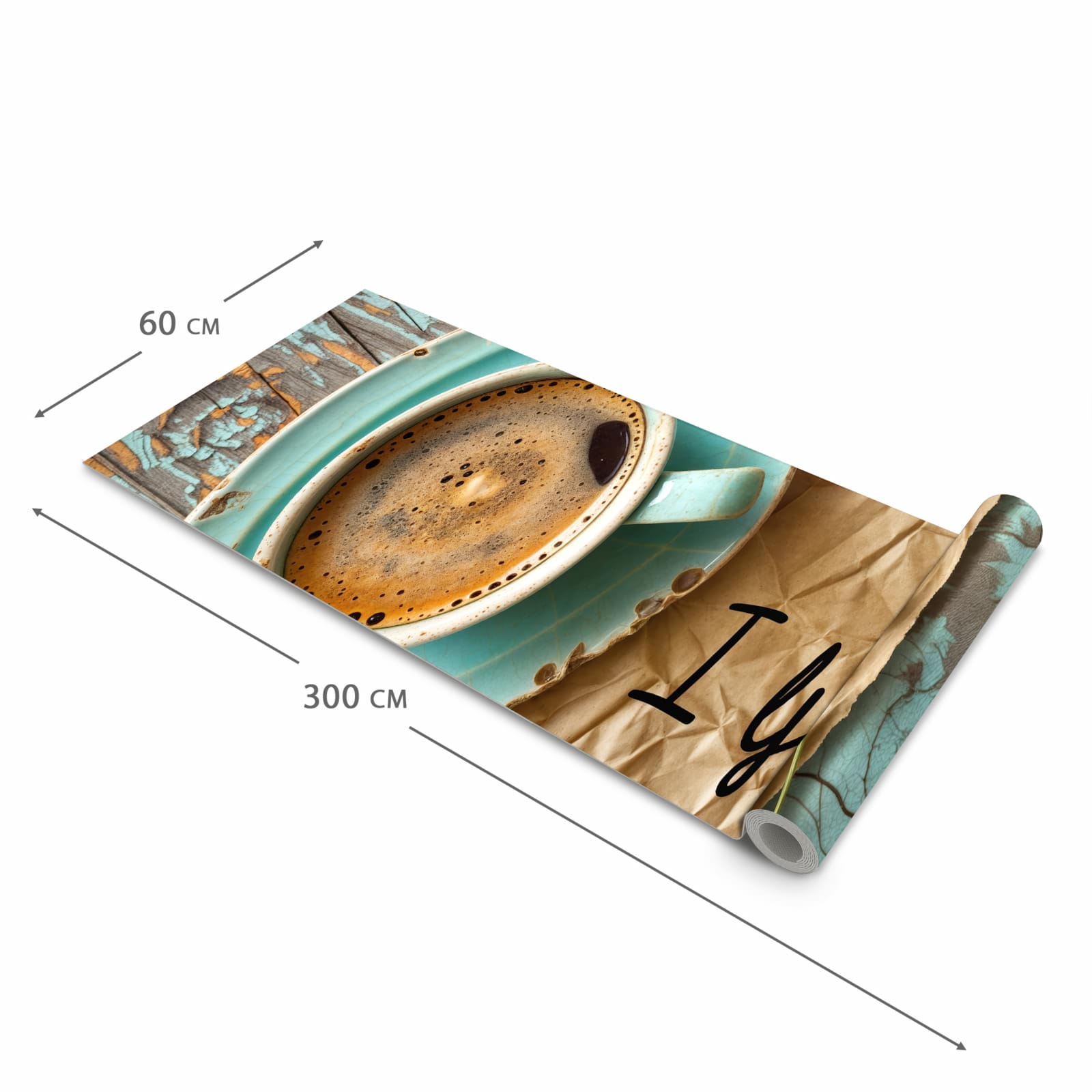 Wasserabweisender Küchenläufer mit Motiv Tasse und Lavendel in der Grösse 80x280 cm