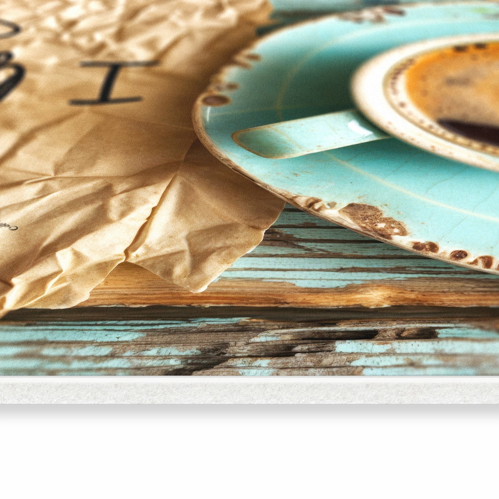 Hygienischer Küchenteppich mit Motiv Tasse und Lavendel in seitlicher Ansicht