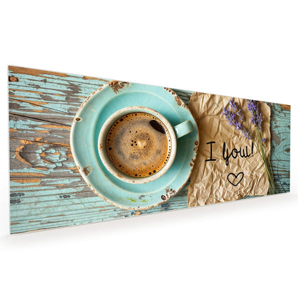 Küchenrückwand mit dem Motiv Tasse und Lavendel