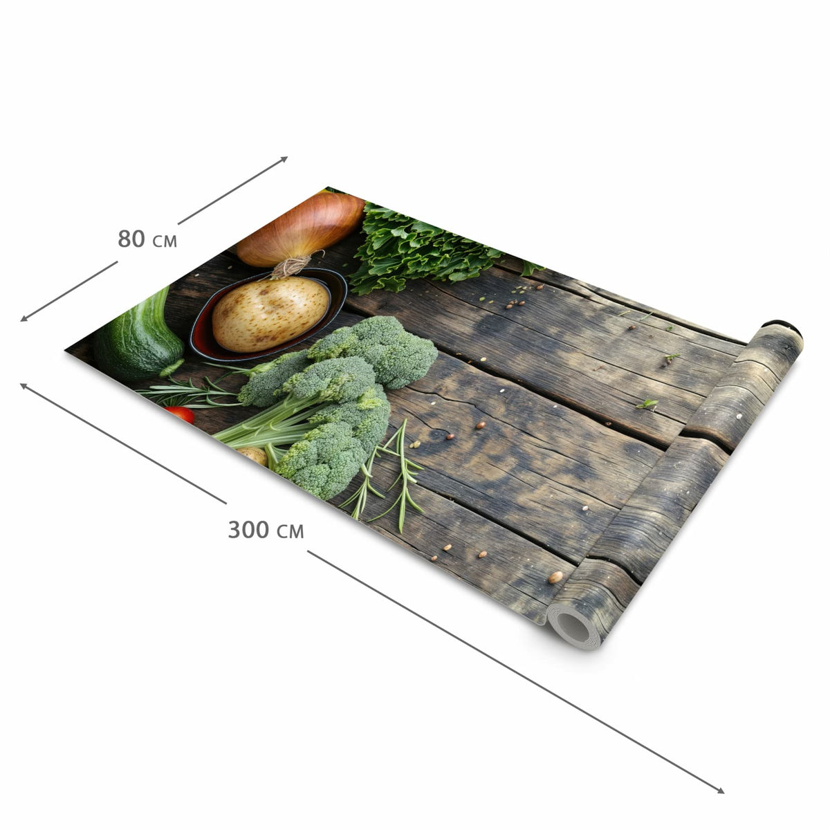 Farbbeständiger Küchenteppich mit Motiv Gemüse von Frisches in der Größe 80x280 cm