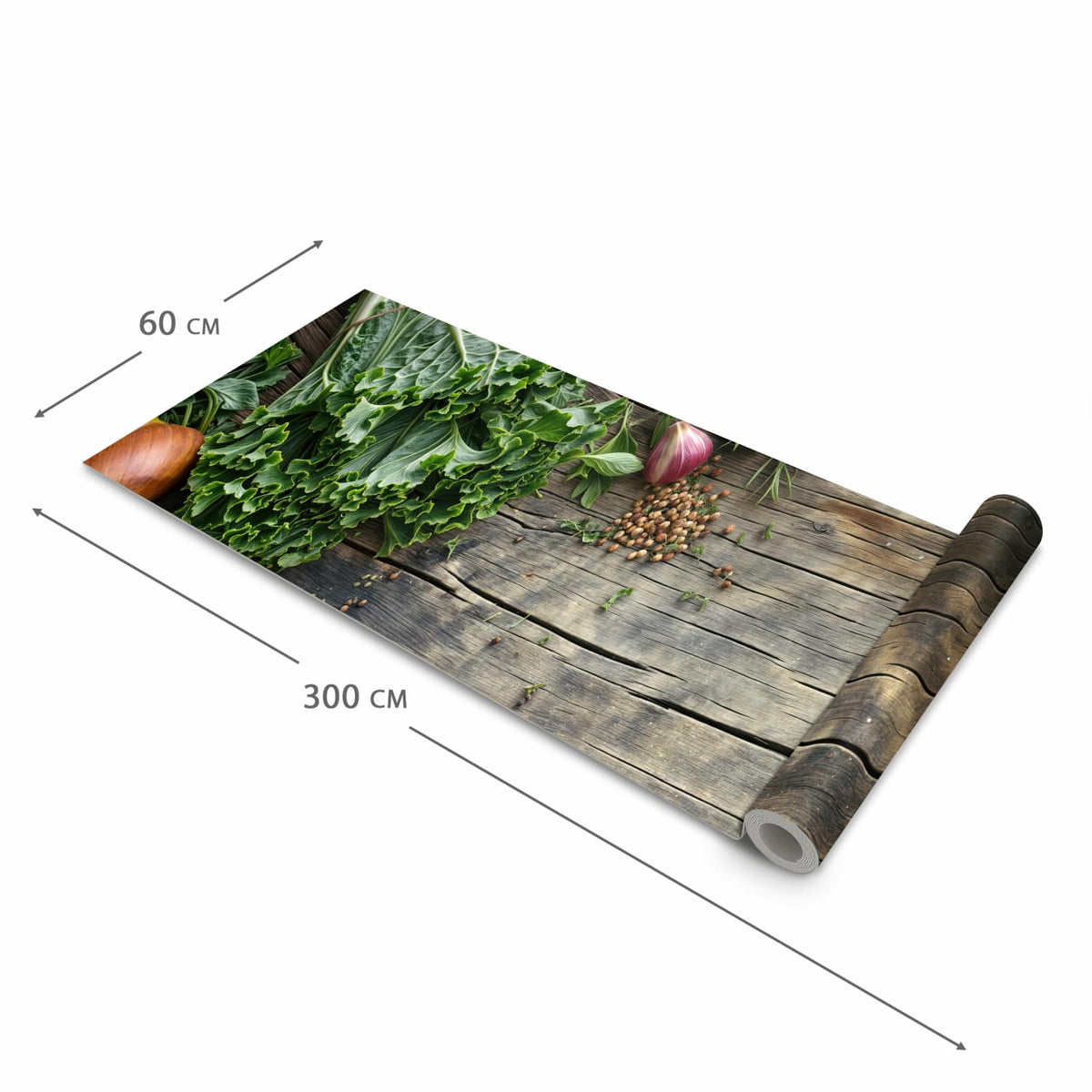 Rutschfester Bodenläufer Teppich mit Motiv Gemüse von Frisches in der Grösse 80x250 cm