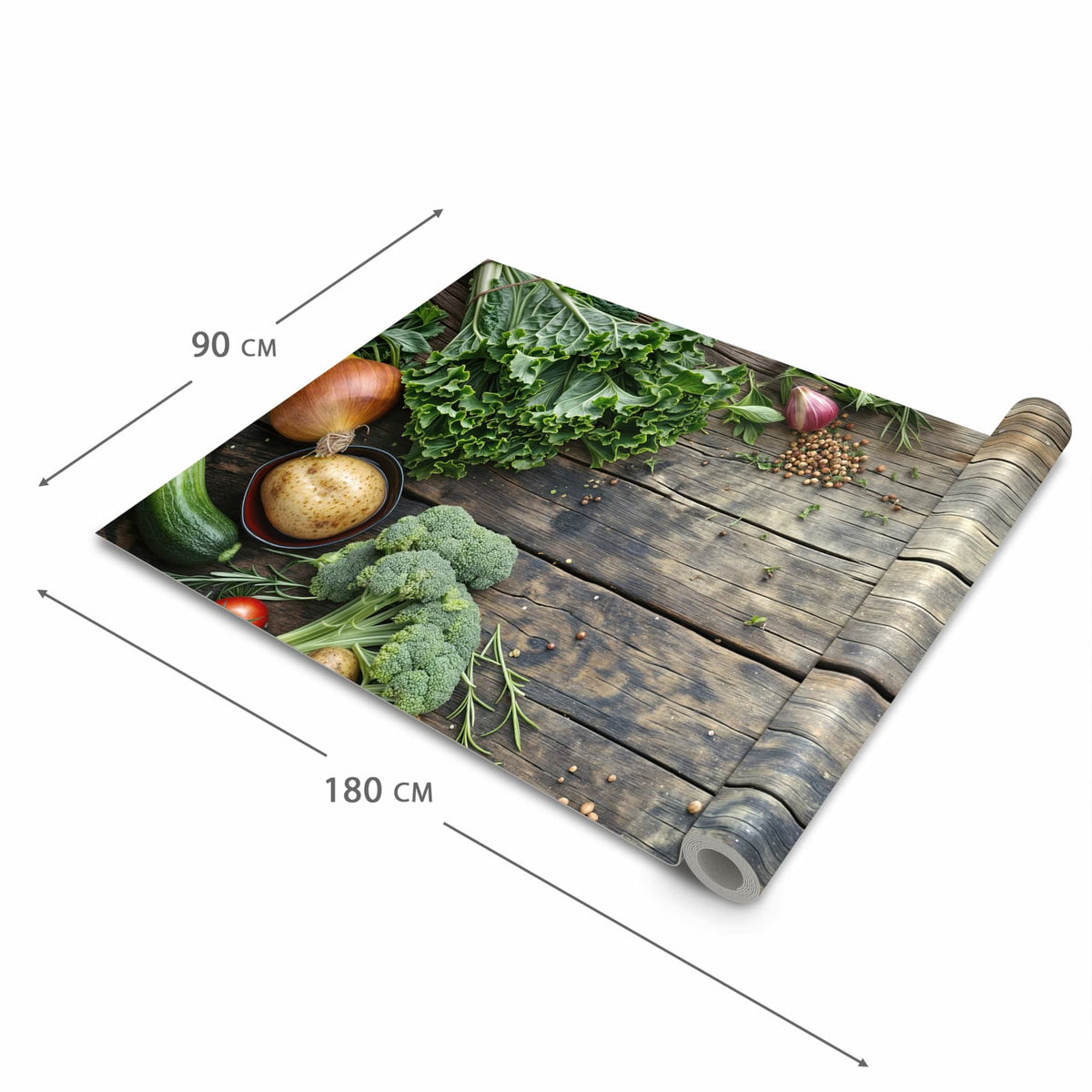 Formstabiler waschbarer Küchenteppich mit Motiv Gemüse von Frisches in der Grösse 80x280 cm