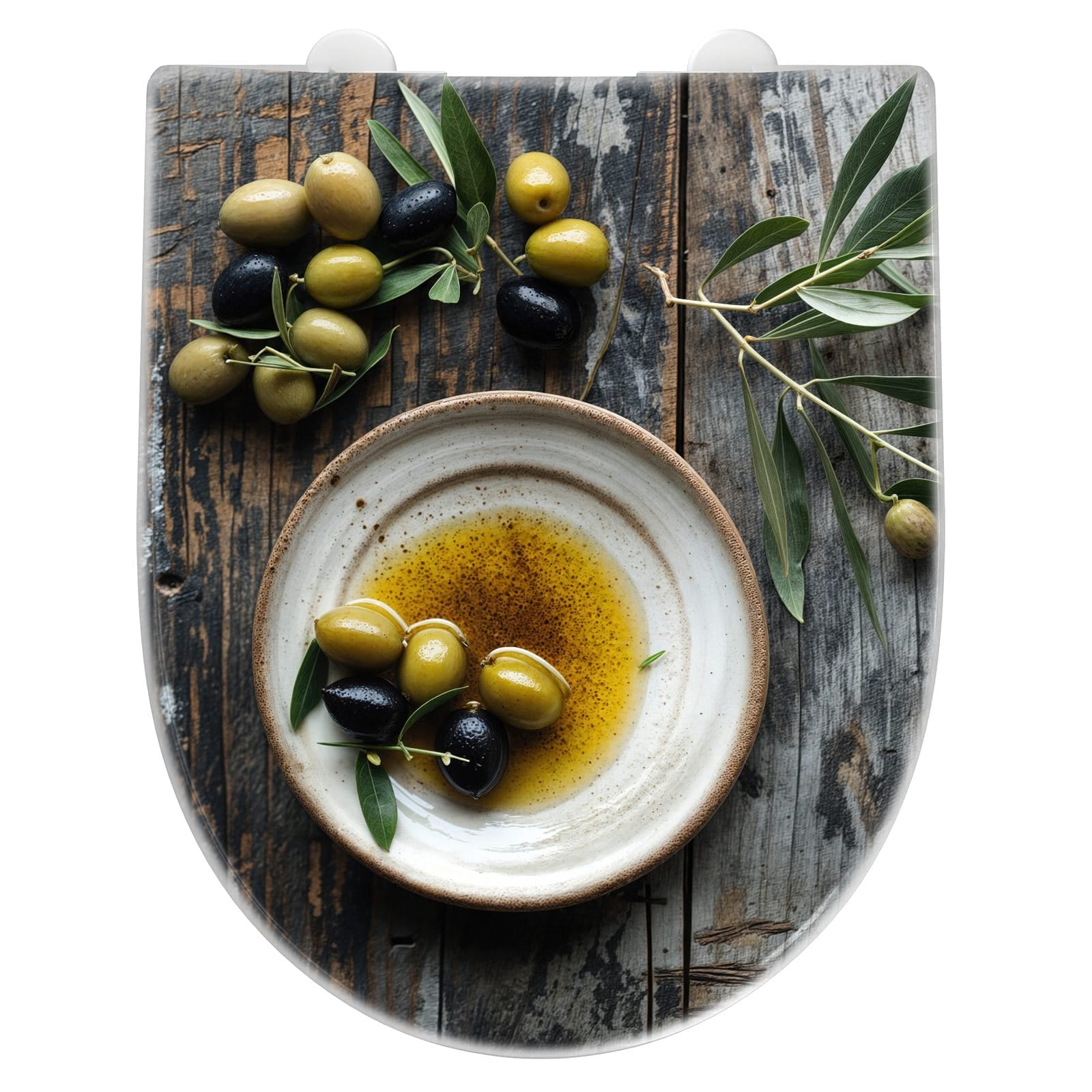 WC-Sitz mit Absenkautomatik Oliven auf Teller