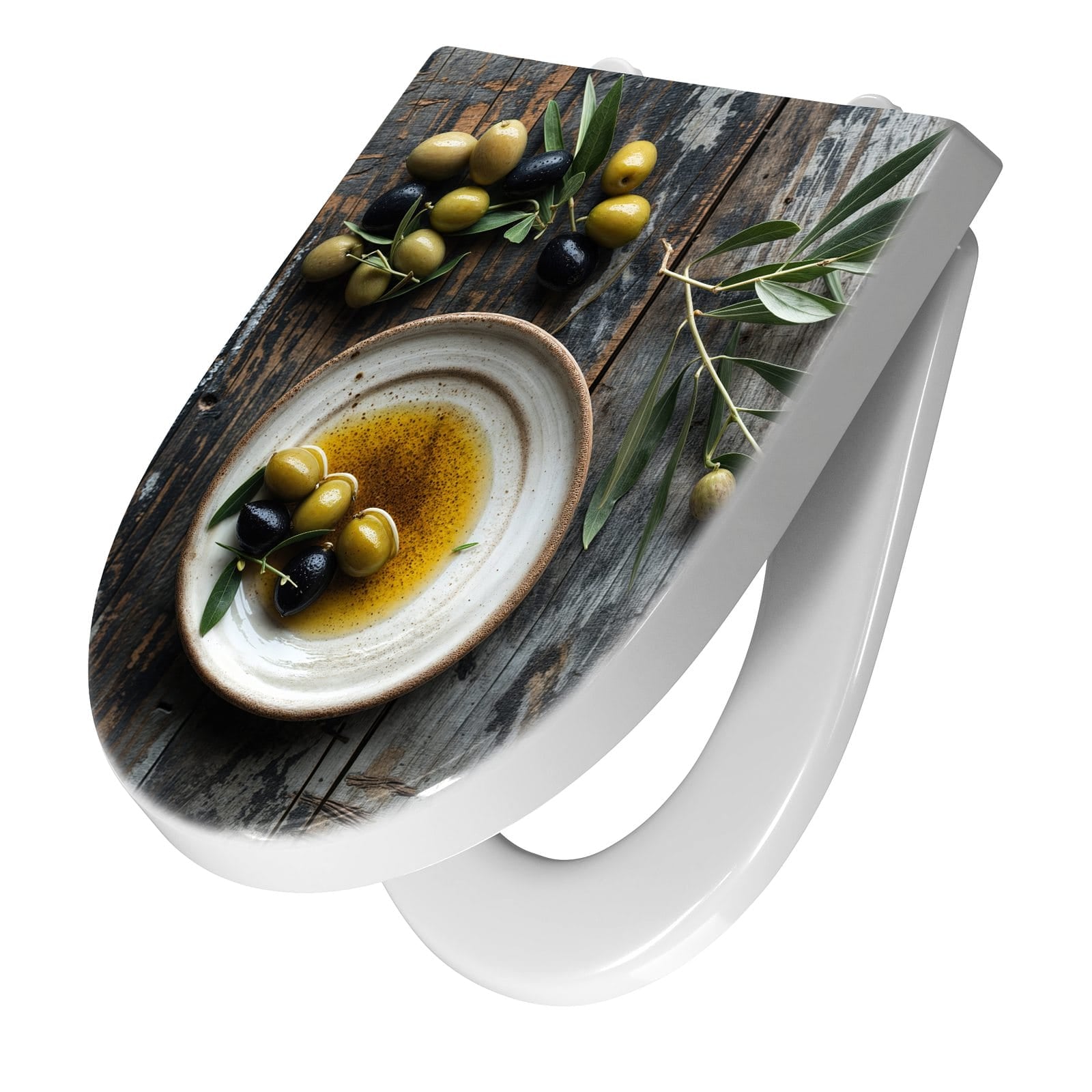 WC-Sitz mit Absenkautomatik Oliven auf Teller