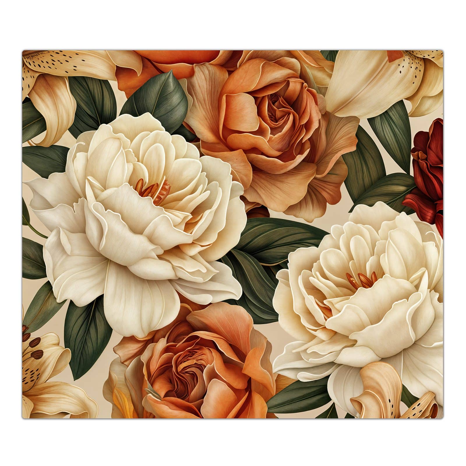 1-teilige Abdeckplatte für Ceranfeld mit Sanfte Blumenpracht-Motiv in der Frontansicht #grösse_1-Teilig (60x52cm)