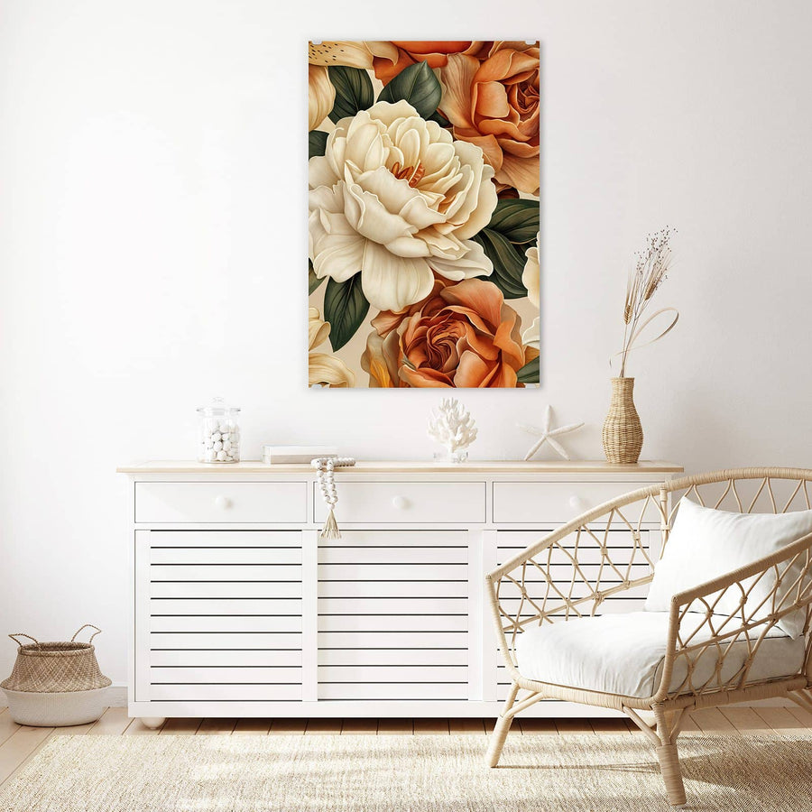 Maße Wandbild - Rosen in Terrakotta - Hochformat