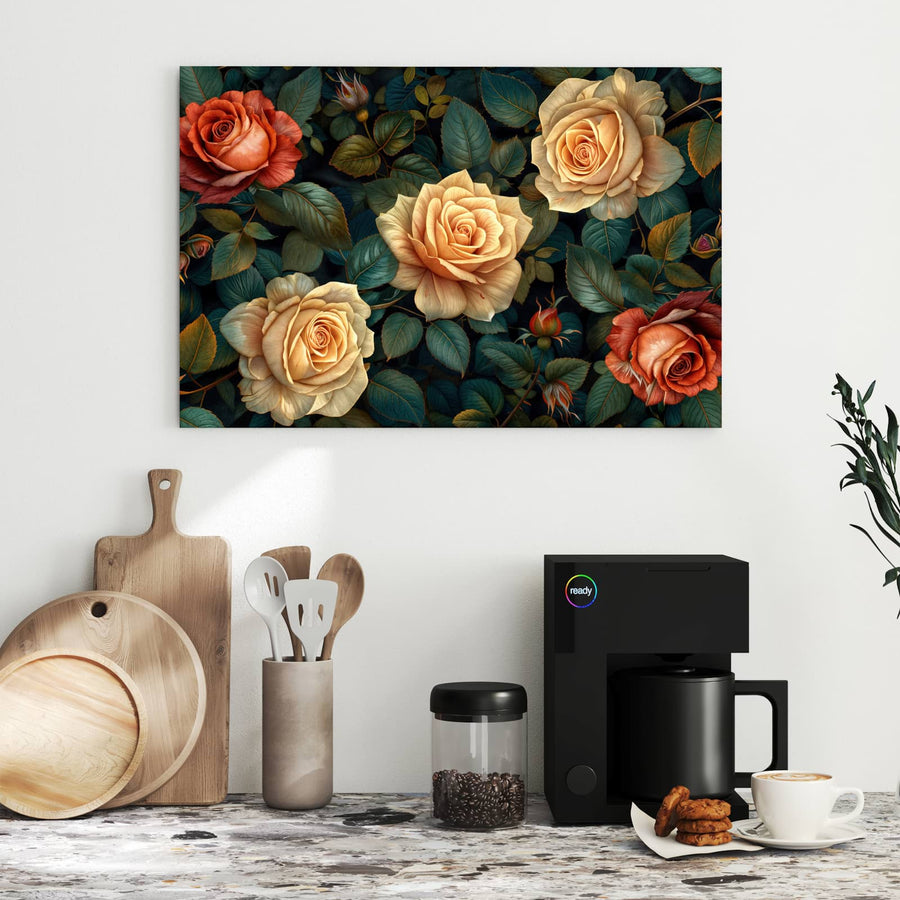 Maße Metall Magnettafel - Rosen in Apricot