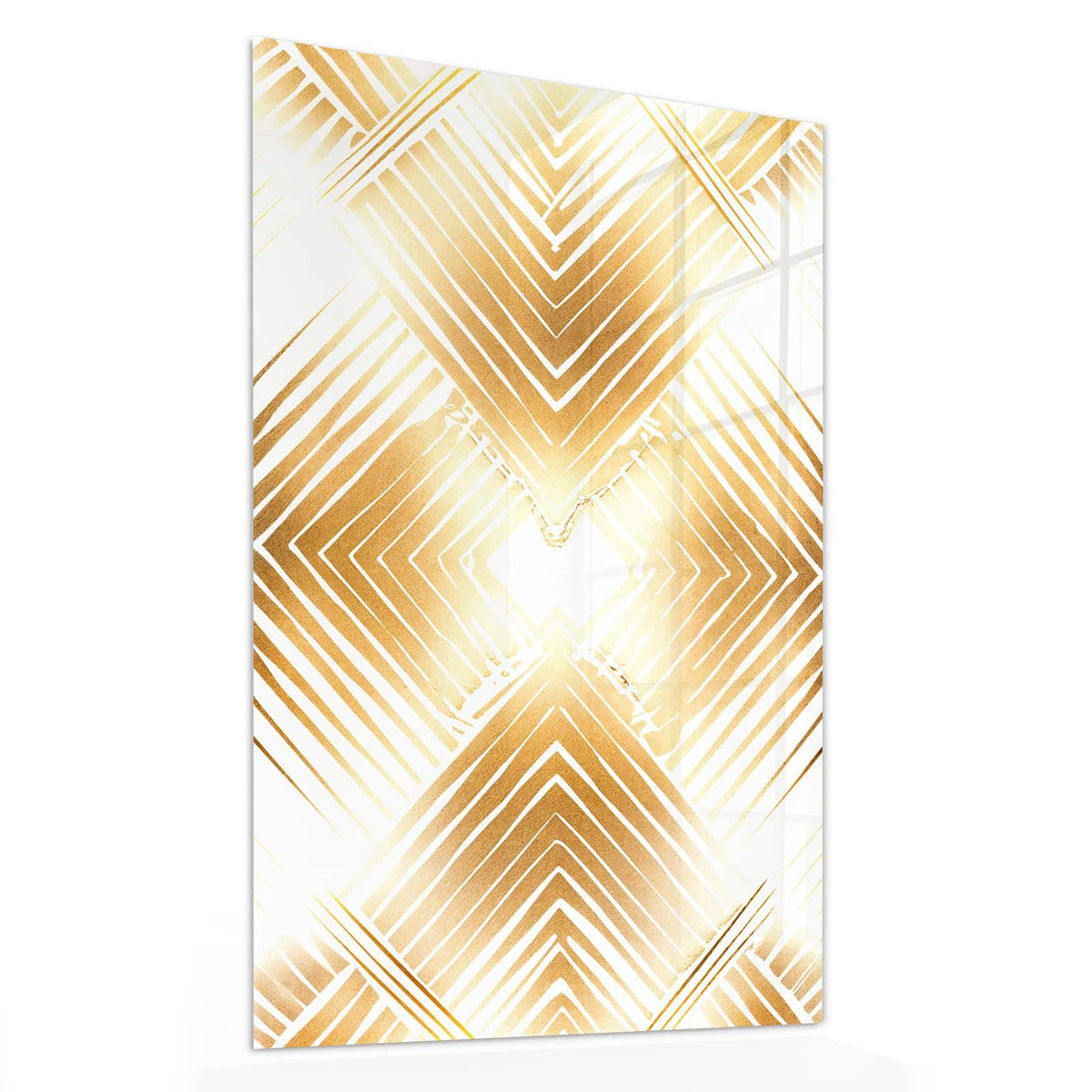 Glasbild Goldenes Rautenmuster von der Seite, 4 mm Echtglas