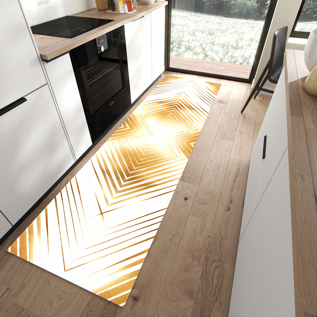 Hygienischer Küchenteppich mit Motiv Muster von Geometrisches in moderner Küche
