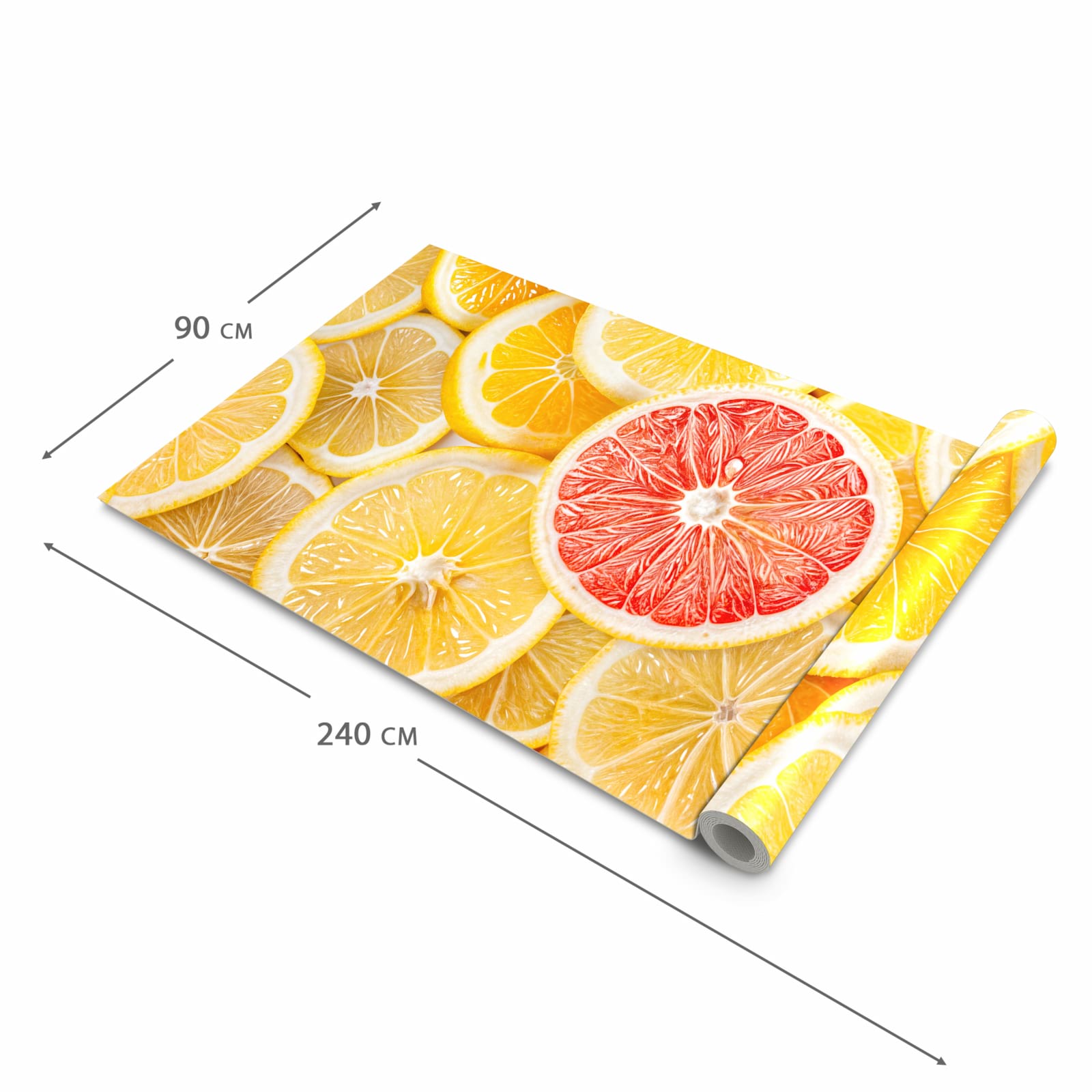 Rutschfester Küchenteppich mit Motiv Zitrusfrüchte in der Grösse 60x90 cm