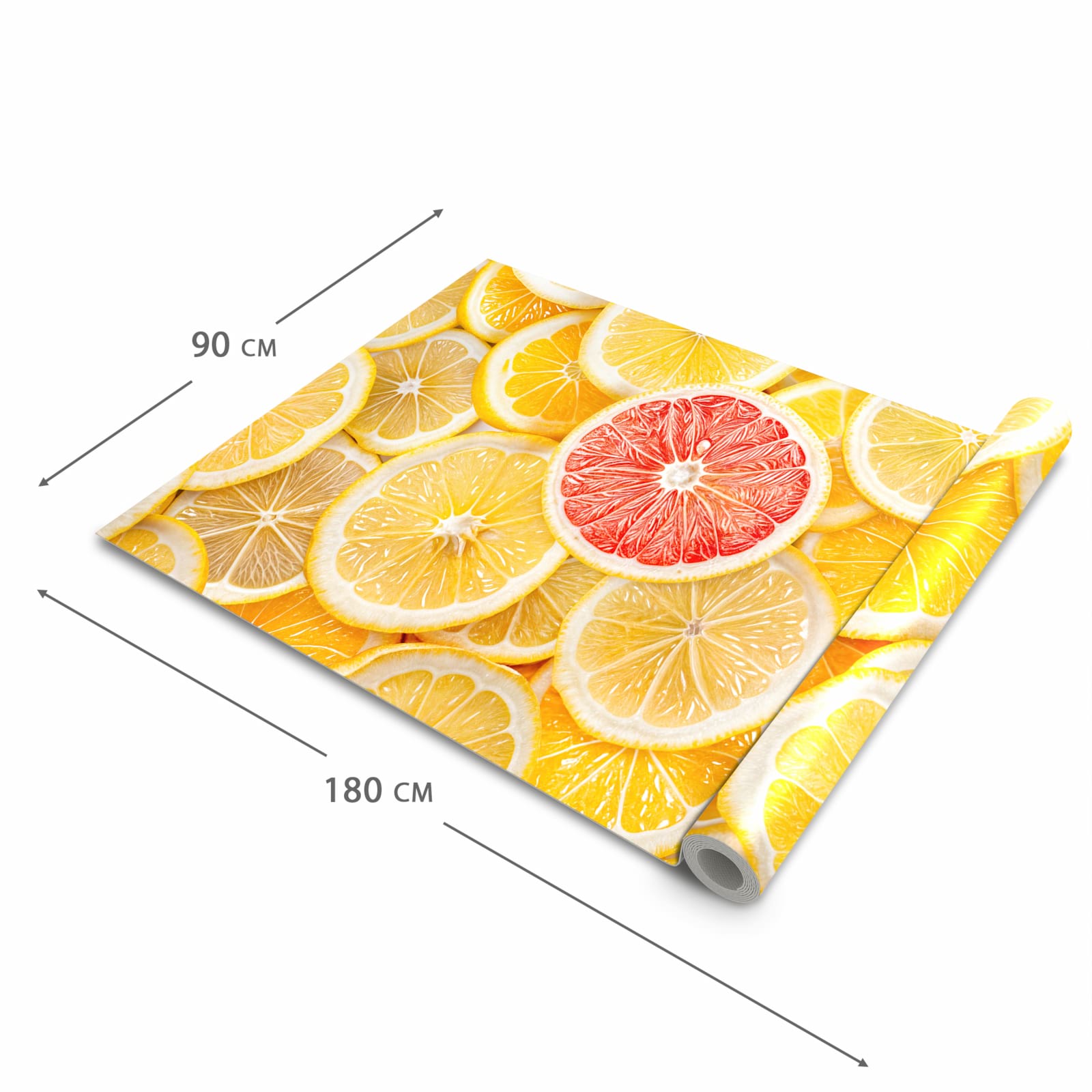 Langlebiger abwaschbarer Küchenläufer mit Motiv Zitrusfrüchte in der Grösse 60x90 cm