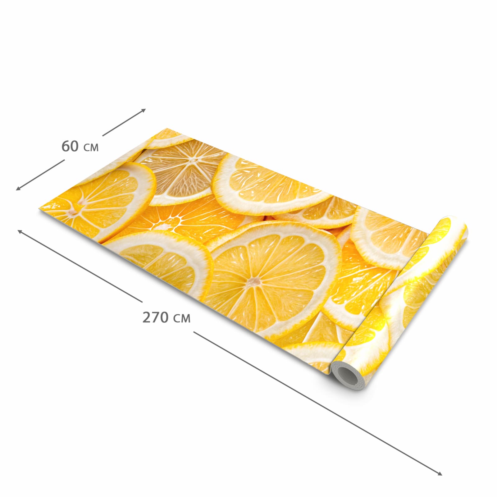 Komfortabler rutschfester Küchenläufer mit Motiv Zitrusfrüchte in der Größe 60x300 cm