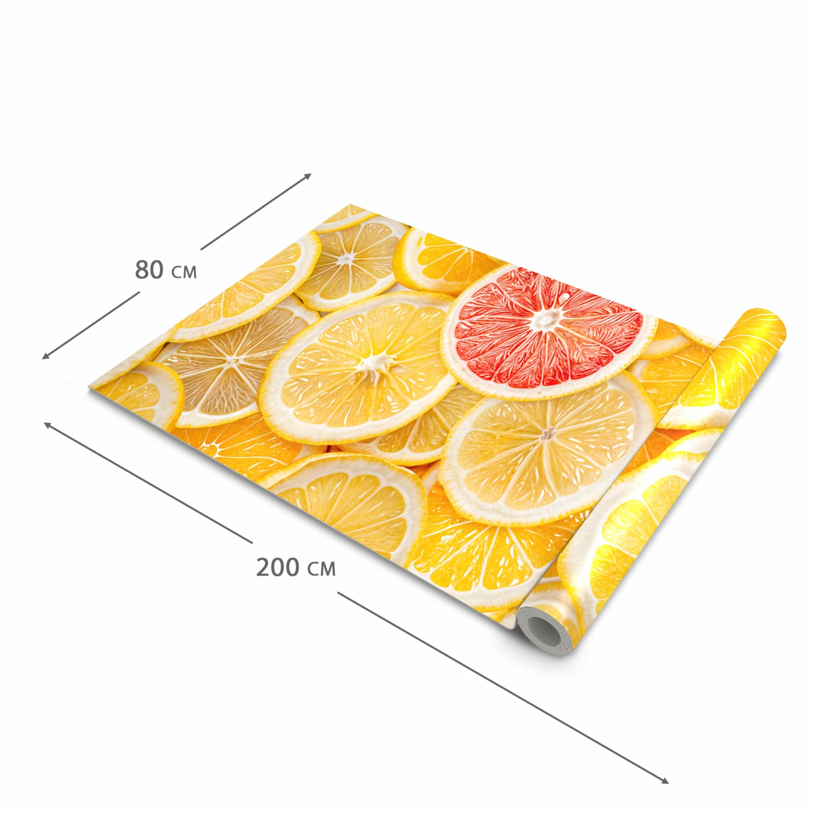 Moderner Küchenläufer mit Motiv Zitrusfrüchte in der Grösse 60x300 cm - angenehme Haptik