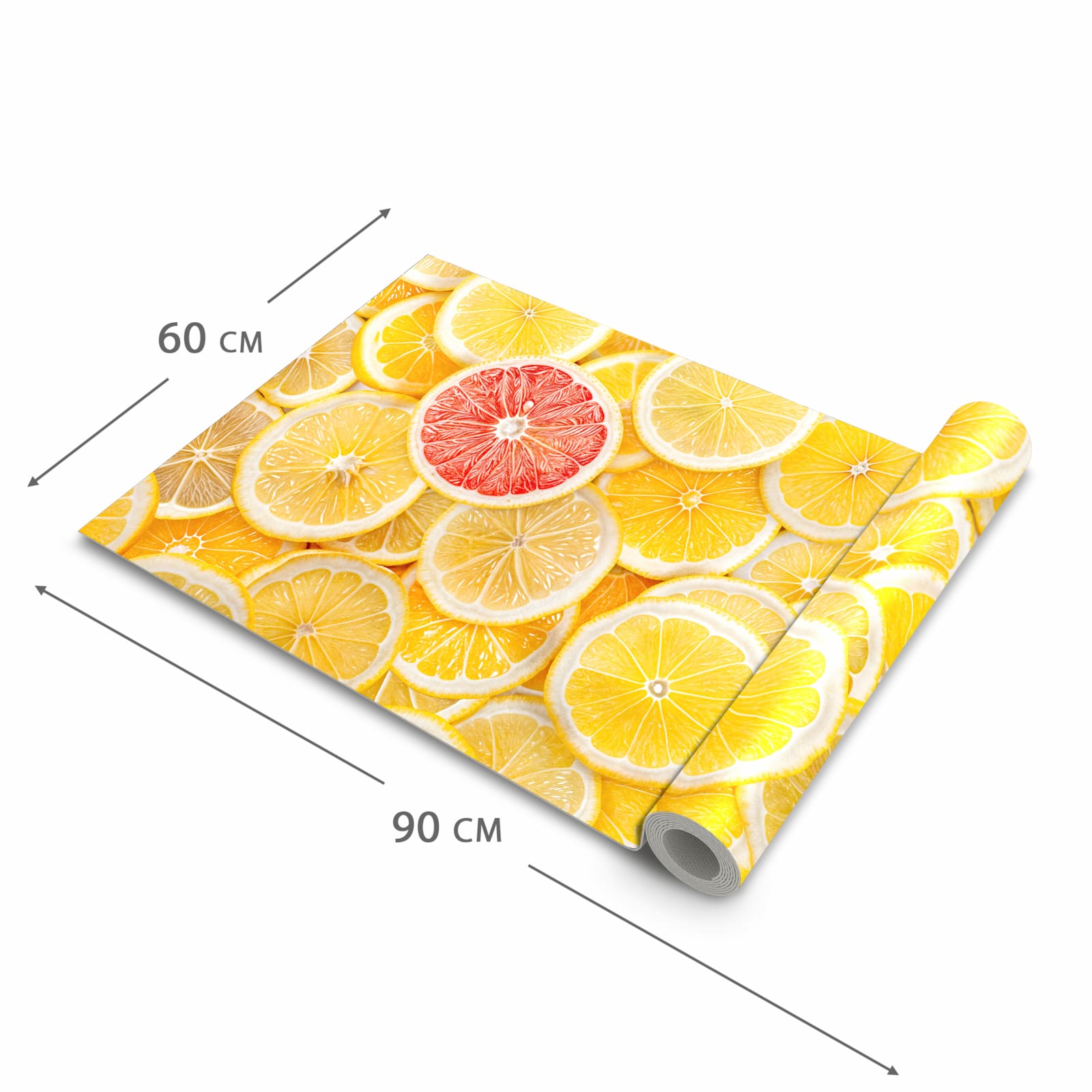Rutschfester Küchenläufer mit Motiv Zitrusfrüchte in der Grösse 60x300 cm - einfach zu reinigen