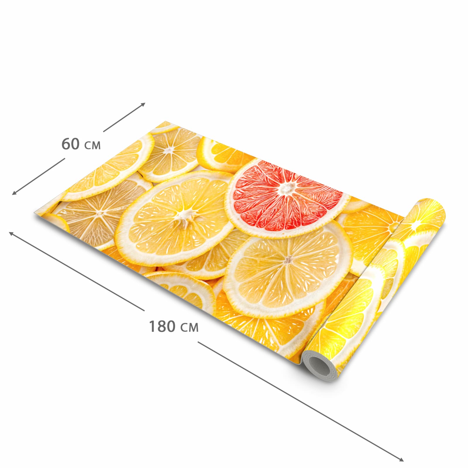 Flacher rutschfester Küchenläufer mit Motiv Zitrusfrüchte in der Grösse 60x300 cm