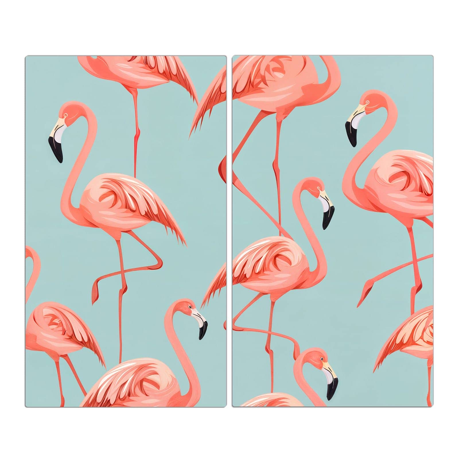 2-teilige Herdabdeckplatten für Ceranfeld mit Flamingo Design-Motiv in der Frontansicht #grösse_2-Teilig (60x52cm)