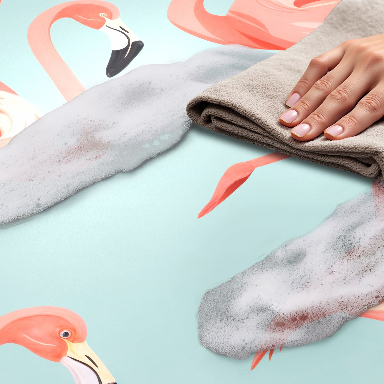 Wasserabweisender Küchenteppich mit Motiv Flamingo Design - einfach zu reinigen