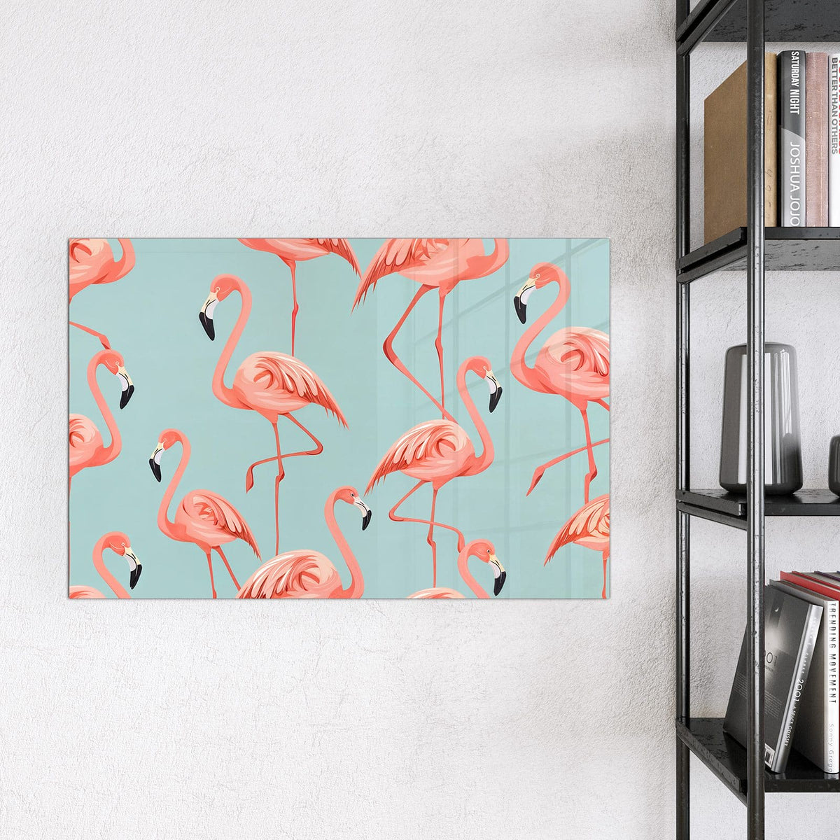 Magnettafel - Flamingos auf Türkis – Rosa Flamingos auf hellem Türkis