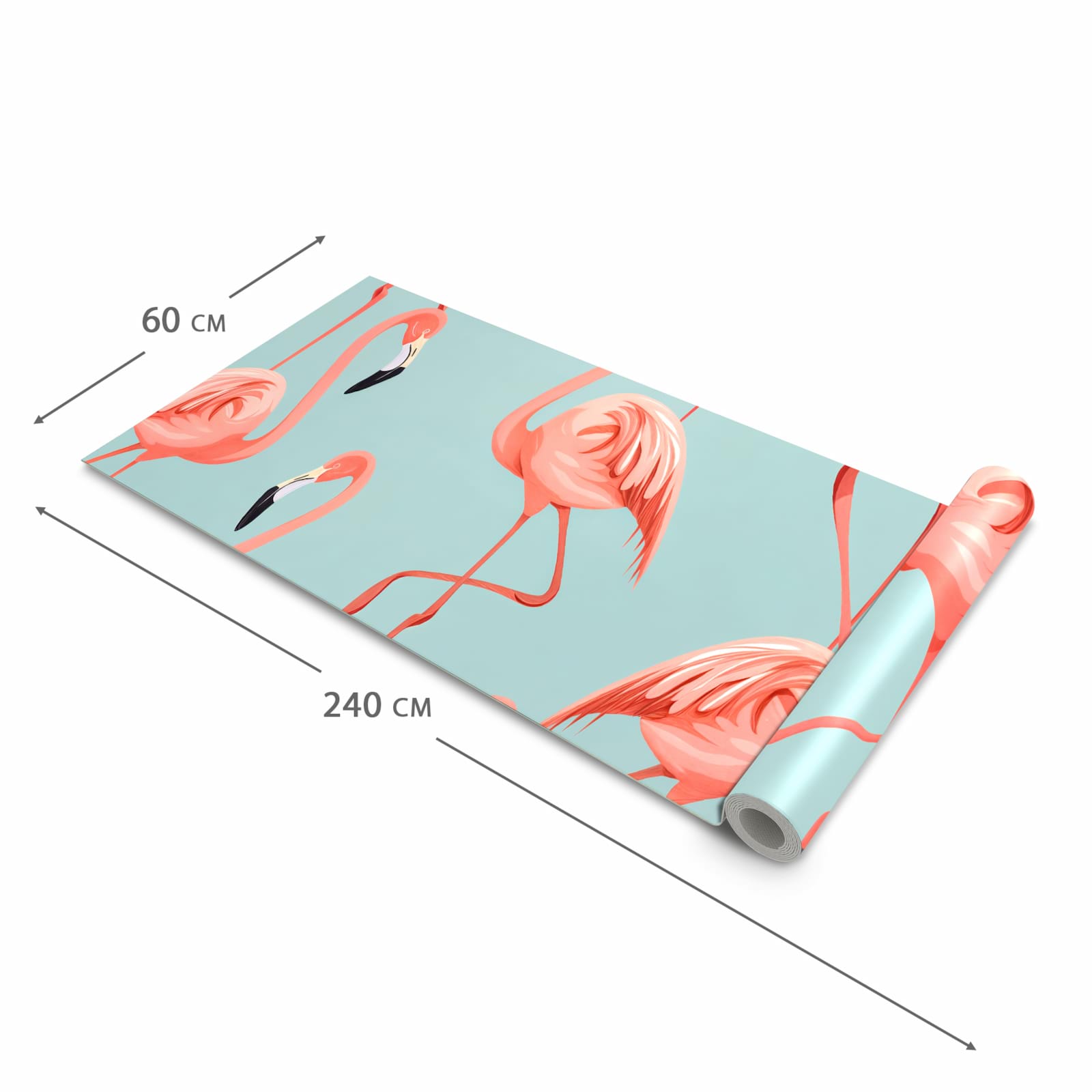 Formstabiler waschbarer Küchenteppich mit Motiv Flamingo Design in der Grösse 60x300 cm