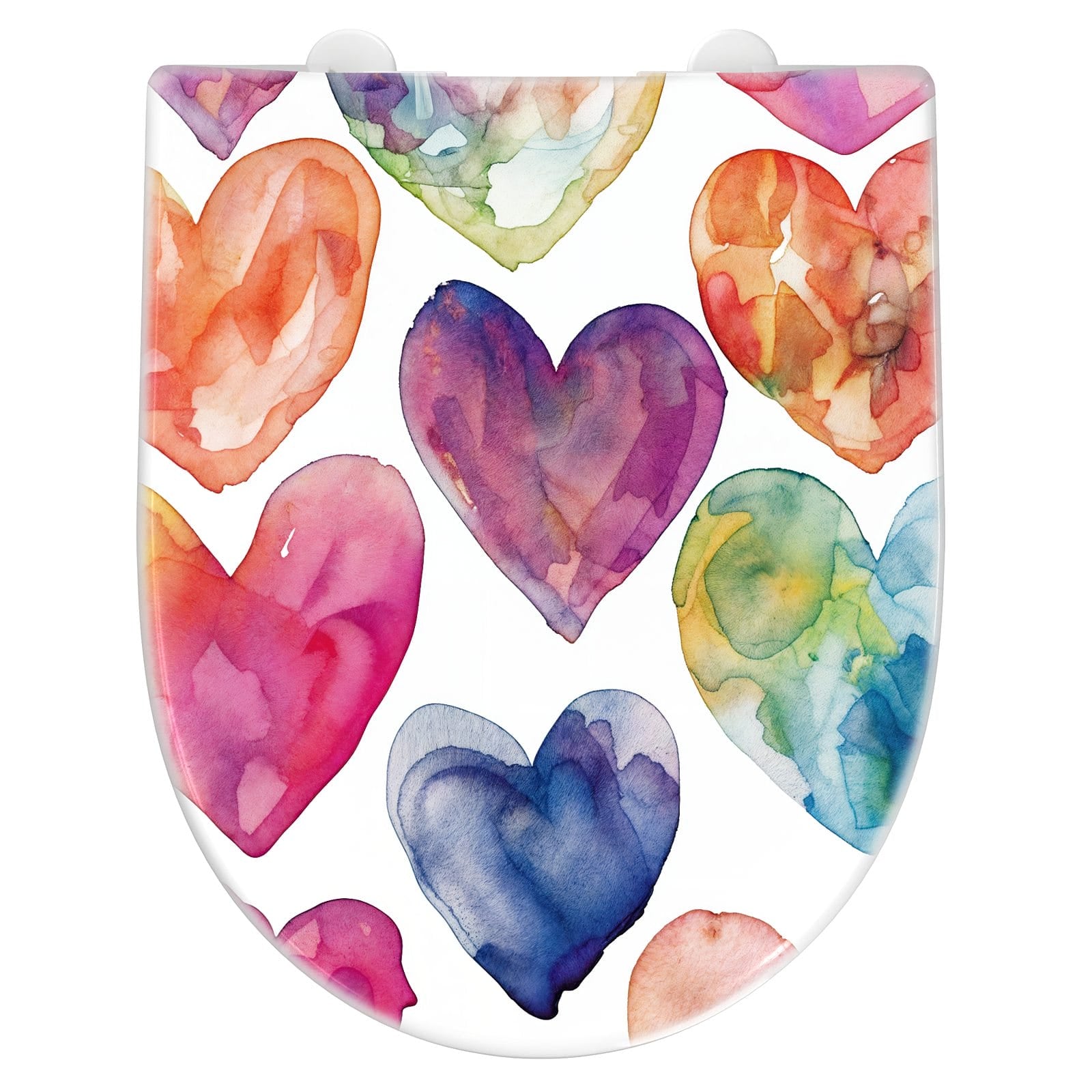 WC-Sitz mit Absenkautomatik Aquarellherzen