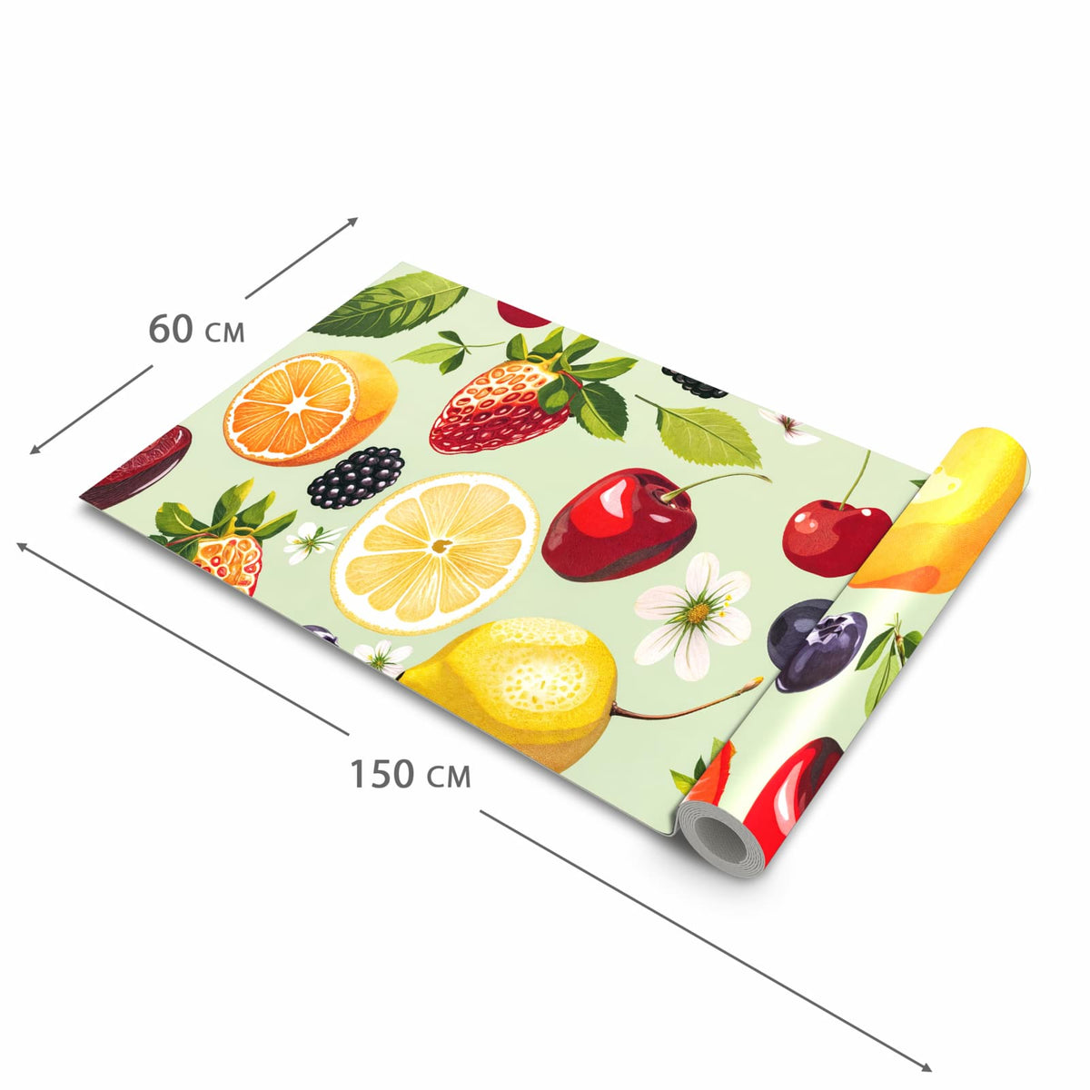 Pflegeleichter Teppichläufer für die Küche mit Motiv Fruchtmix in der Grösse 60x270 cm