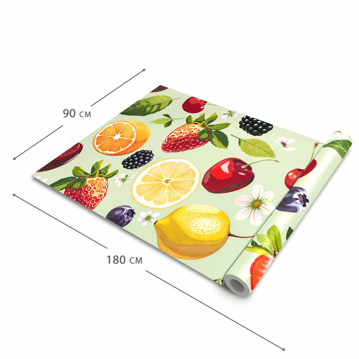 Feuchtigkeitsresistenter waschbarer Teppich Esstisch mit Motiv Fruchtmix in der Grösse 60x300 cm