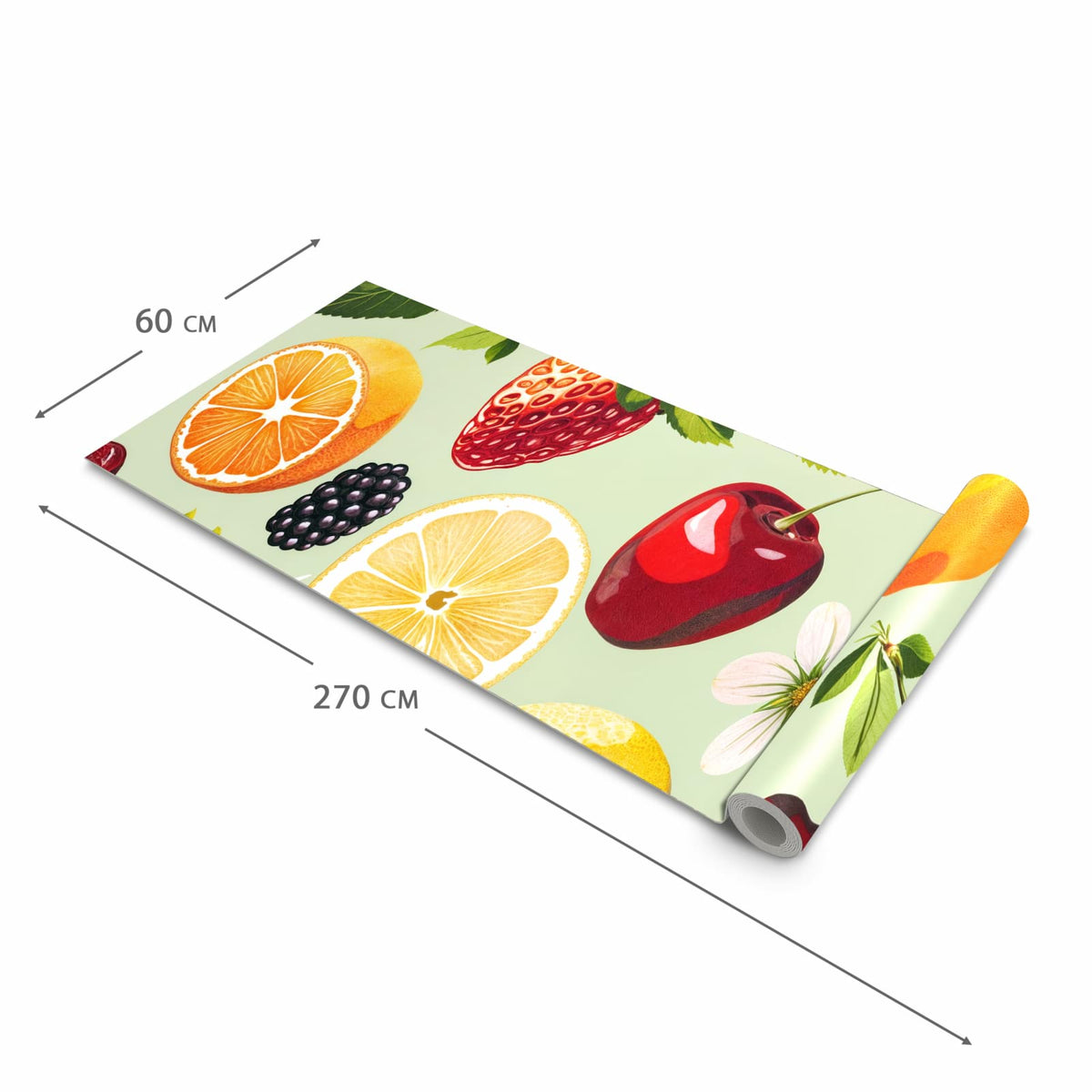 Pflegeleichter langer Teppich mit Motiv Fruchtmix in der Grösse 60x270 cm
