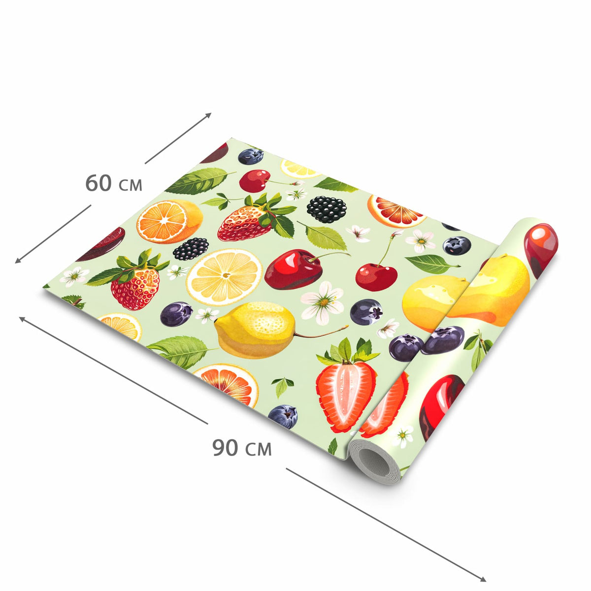 Hygienischer rutschfester Läufer mit Motiv Fruchtmix in der Grösse 60x270 cm