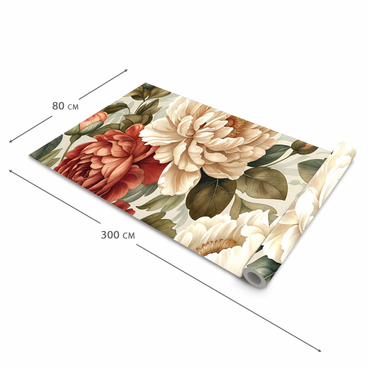 Schmutzabweisender Küchenvorleger mit Motiv Florales Blütenmuster in der Größe 60x270 cm