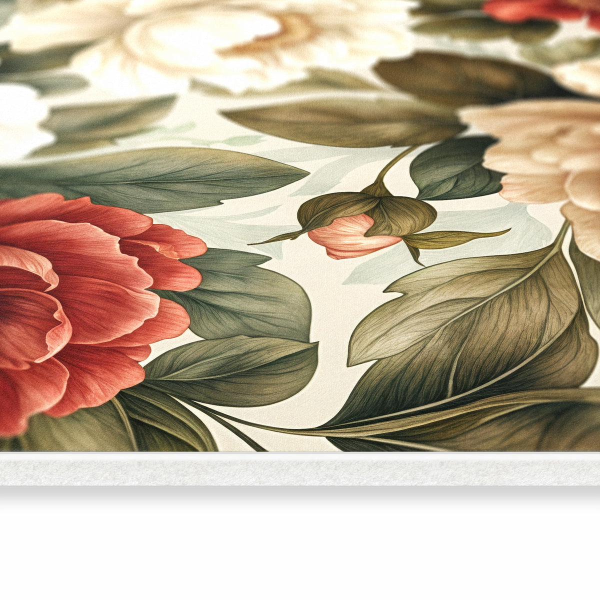 Wasserabweisender moderner Küchenläufer mit Motiv Florales Blütenmuster in seitlicher Ansicht