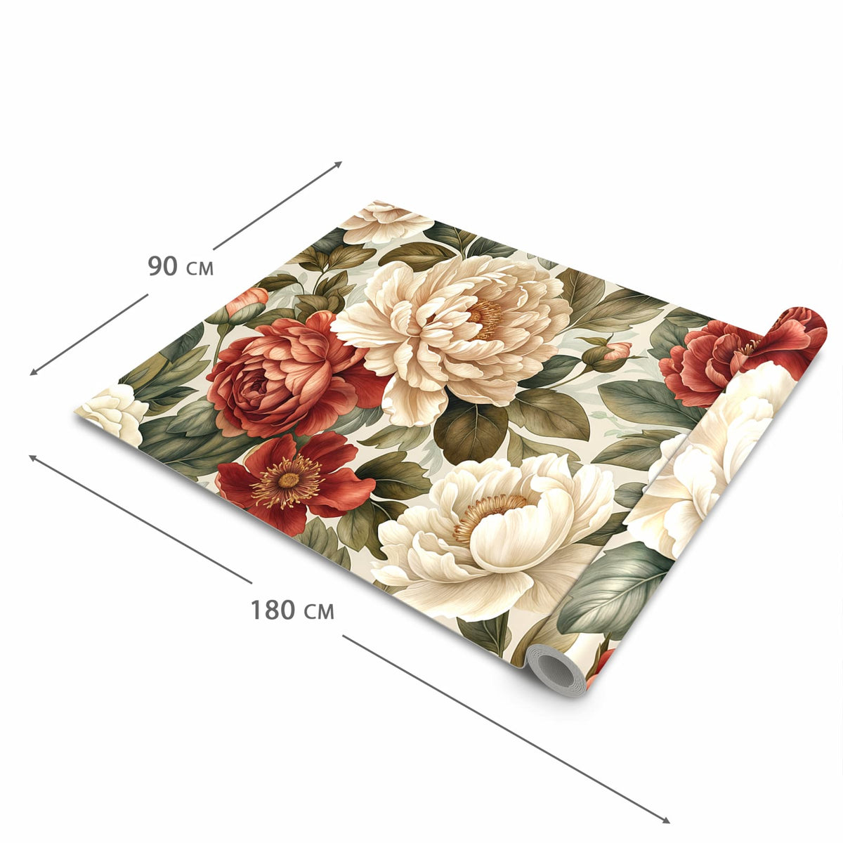 Geruchsneutraler waschbarer Teppich Küche mit Motiv Florales Blütenmuster in der Grösse 60x270 cm