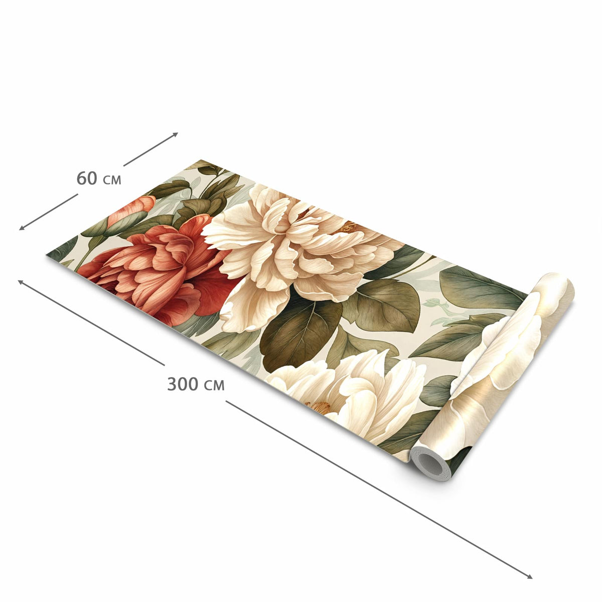 Abriebfester Küchenteppich mit Motiv Florales Blütenmuster in der Grösse 60x270 cm für die Küche