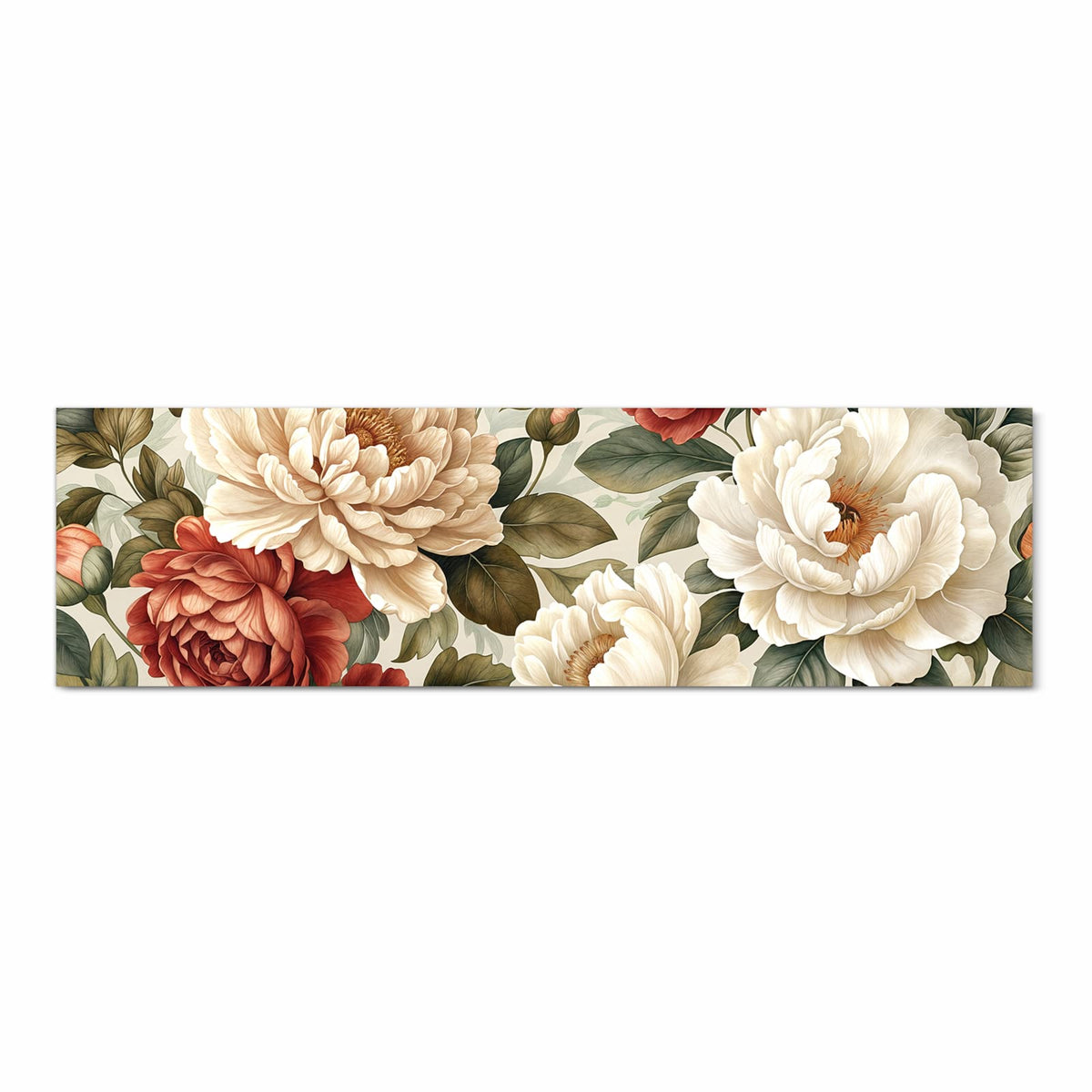 Zeitsparender rutschfester Küchenteppich mit Motiv Florales Blütenmuster in Frontansicht