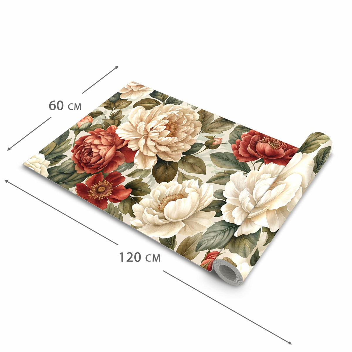 Farbbeständiger Teppich für Küche mit Motiv Florales Blütenmuster in der Grösse 60x270 cm