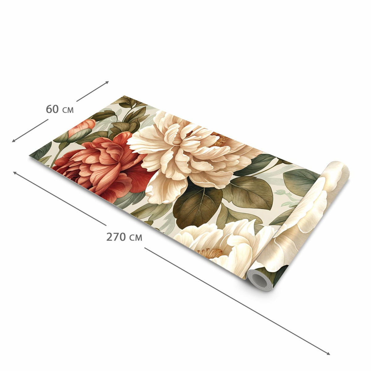 Geräuschdämpfender Küchenteppich mit Motiv Florales Blütenmuster in der Größe 60x270 cm
