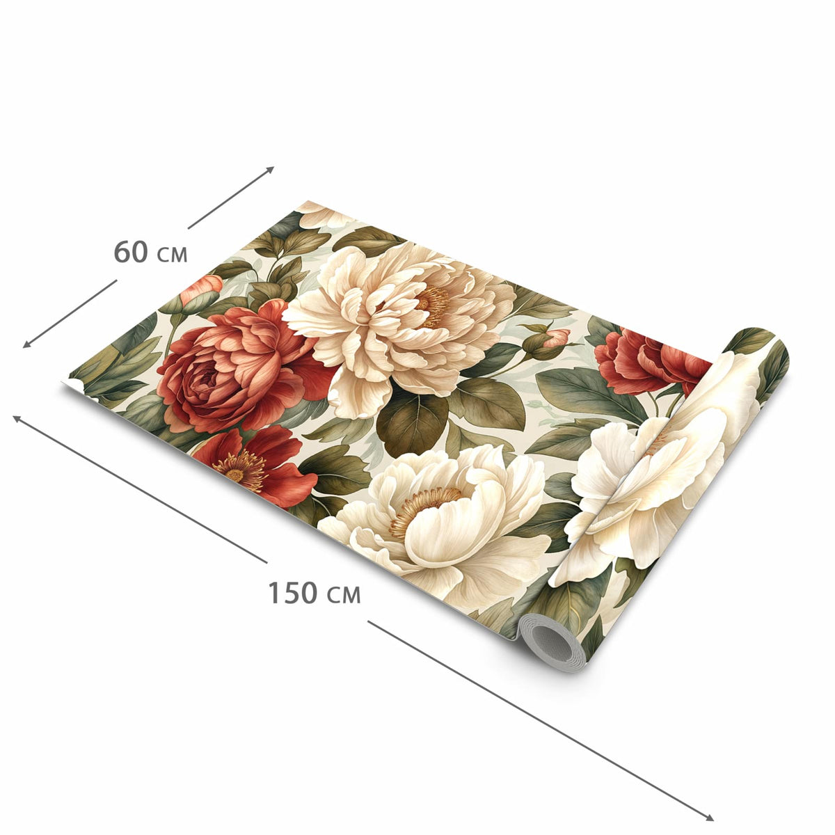 Formstabiler Küchenteppich mit Motiv Florales Blütenmuster in der Grösse 60x270 cm