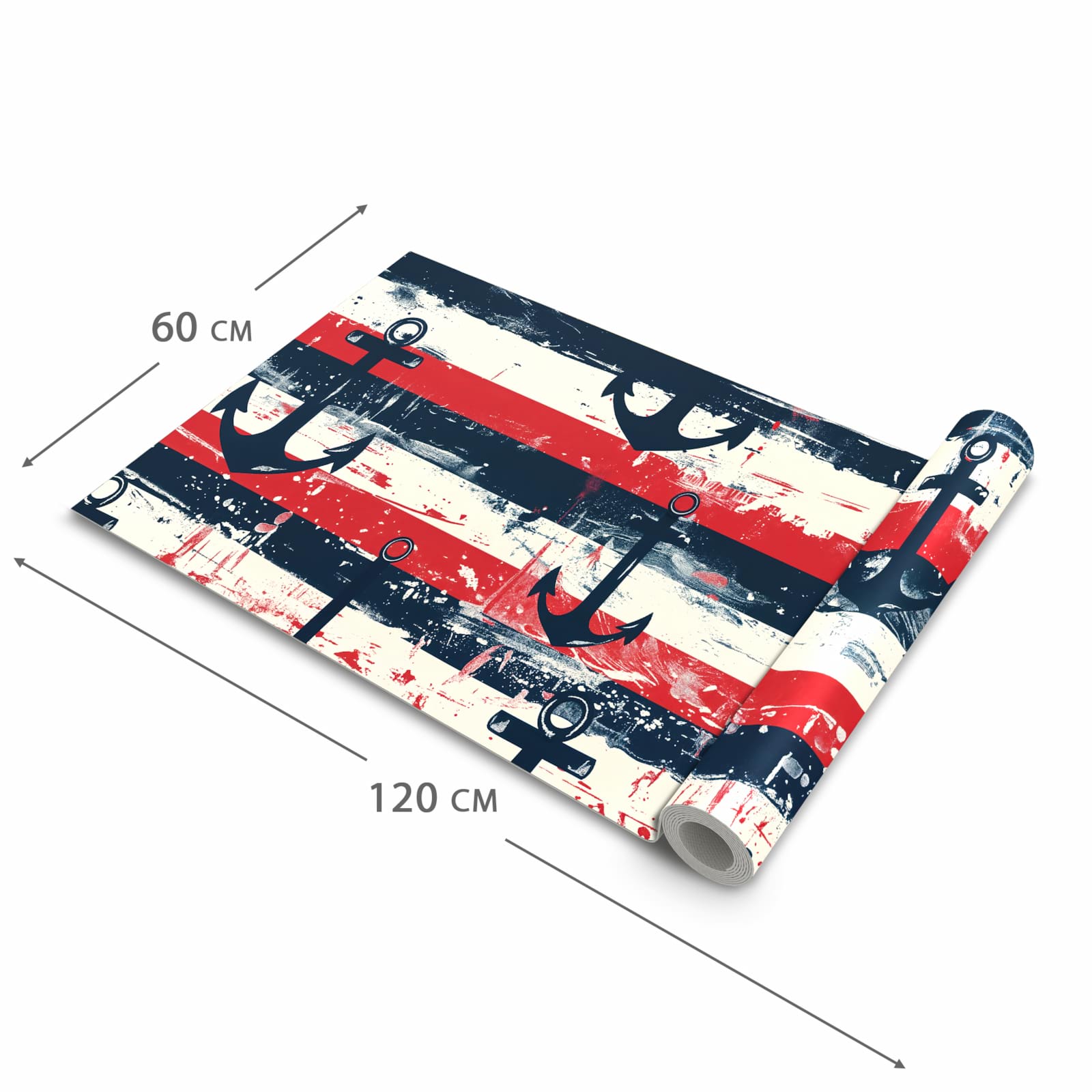 Komfortabler Küchenläufer mit Motiv Anker Streifen in der Grösse 60x240 cm