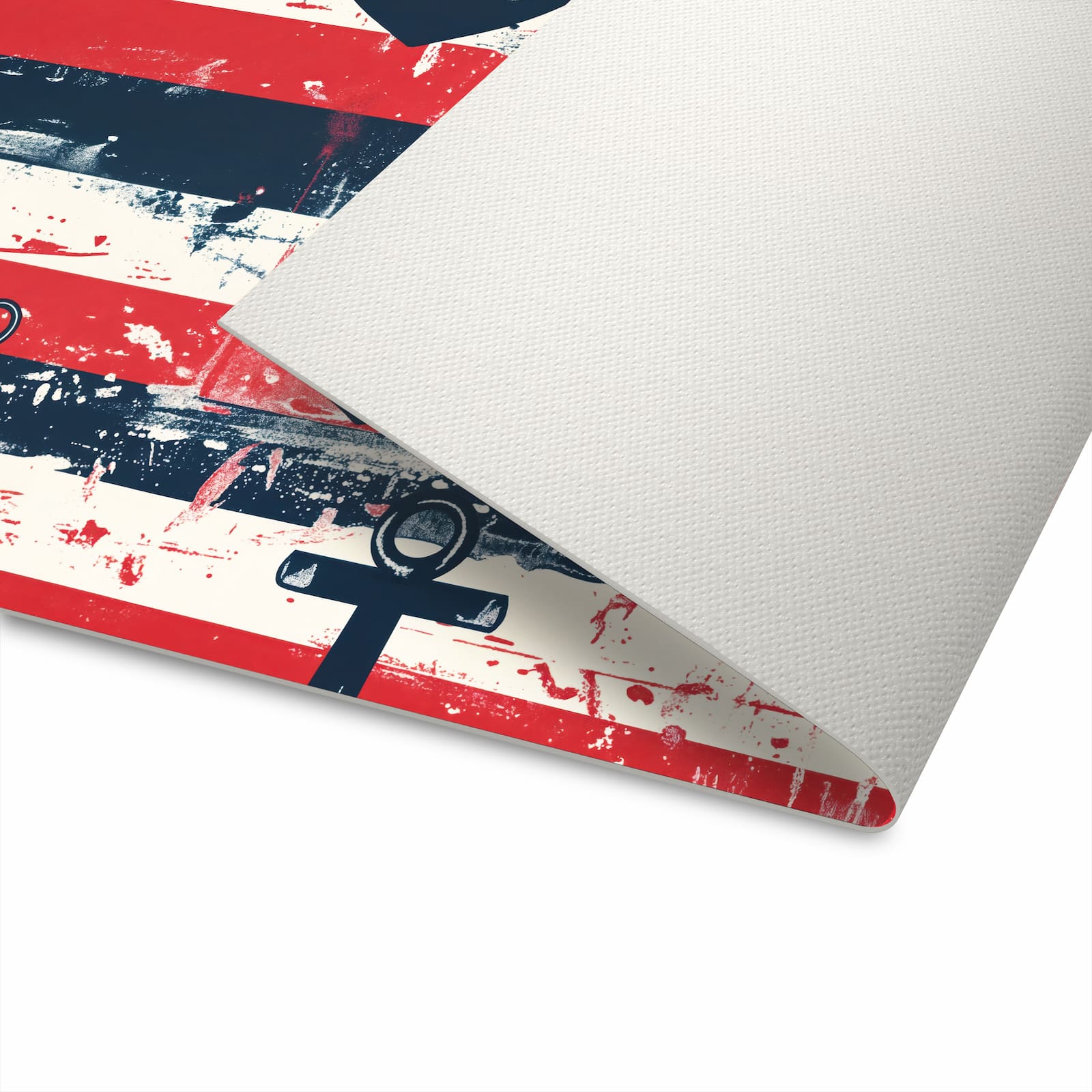 Leicht waschbarer Küchenteppich mit Motiv Anker Streifen in moderner Küche