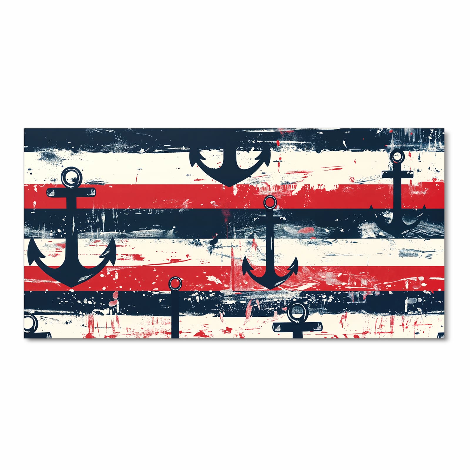 Zeitsparender Küchenteppich mit Motiv Anker Streifen in Frontansicht für die Küche