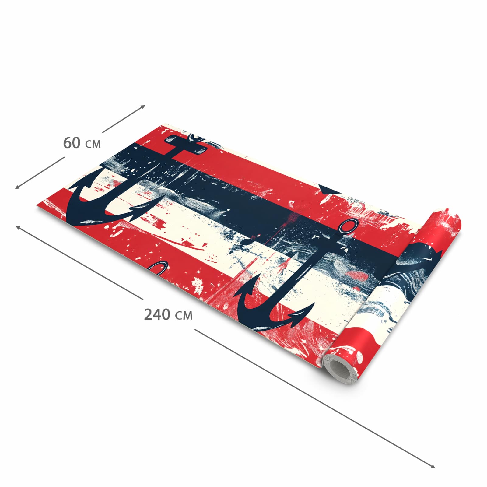 Küchenläufer mit angenehmer Haptik und Motiv Anker Streifen in der Grösse 60x270 cm