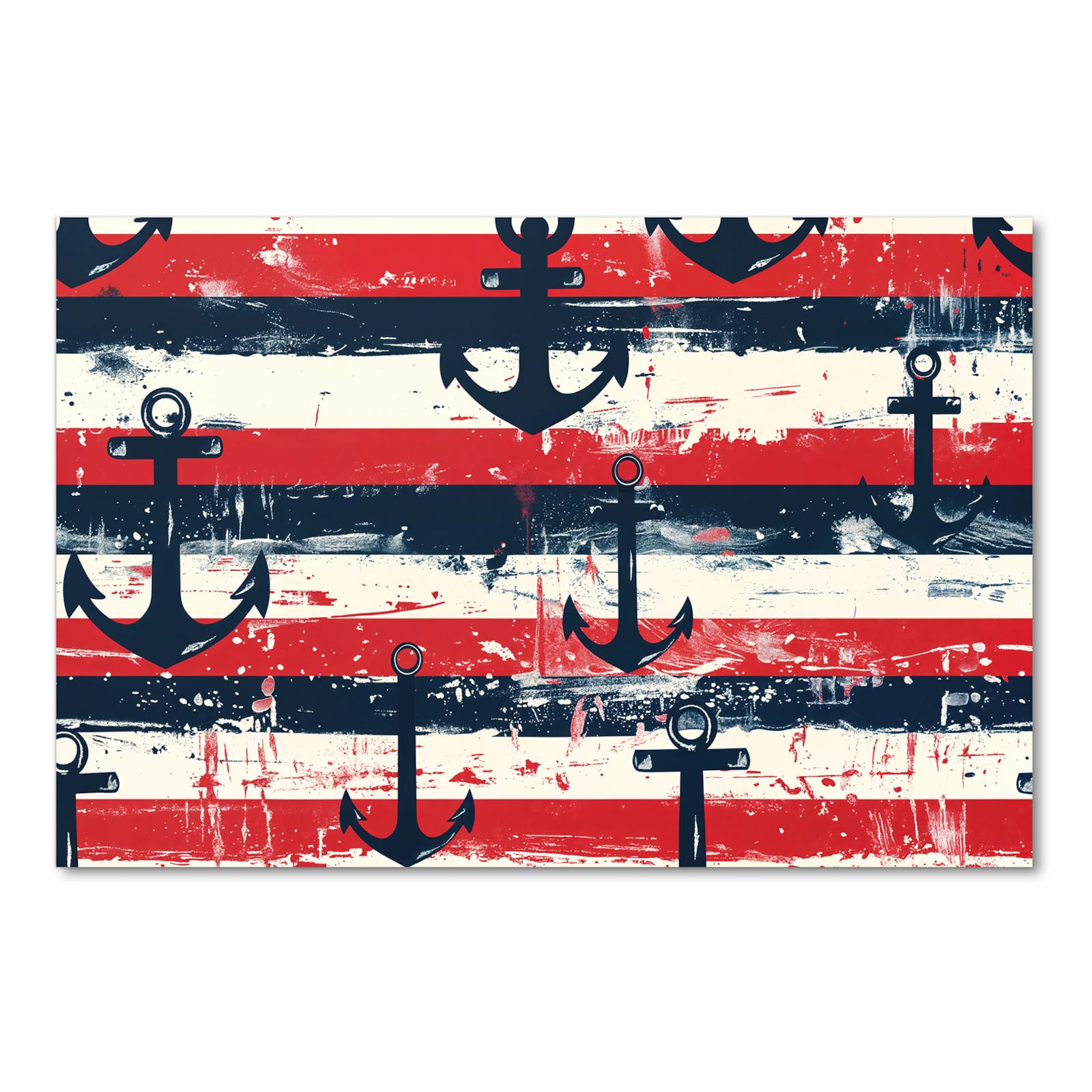 Küchenteppich mit Motiv Anker Streifen in Frontansicht für angenehme Haptik
