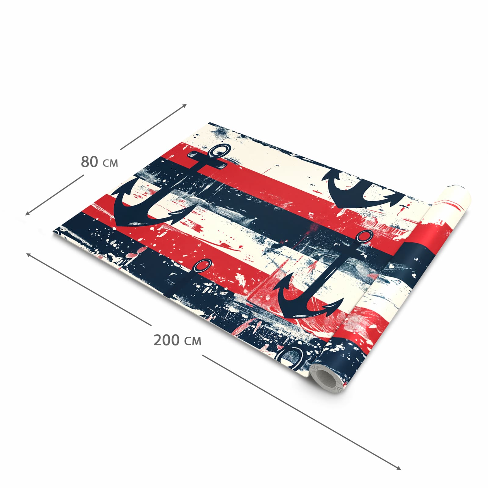 Langlebiger waschbarer Küchenläufer mit Motiv Anker Streifen in der Grösse 60x270 cm