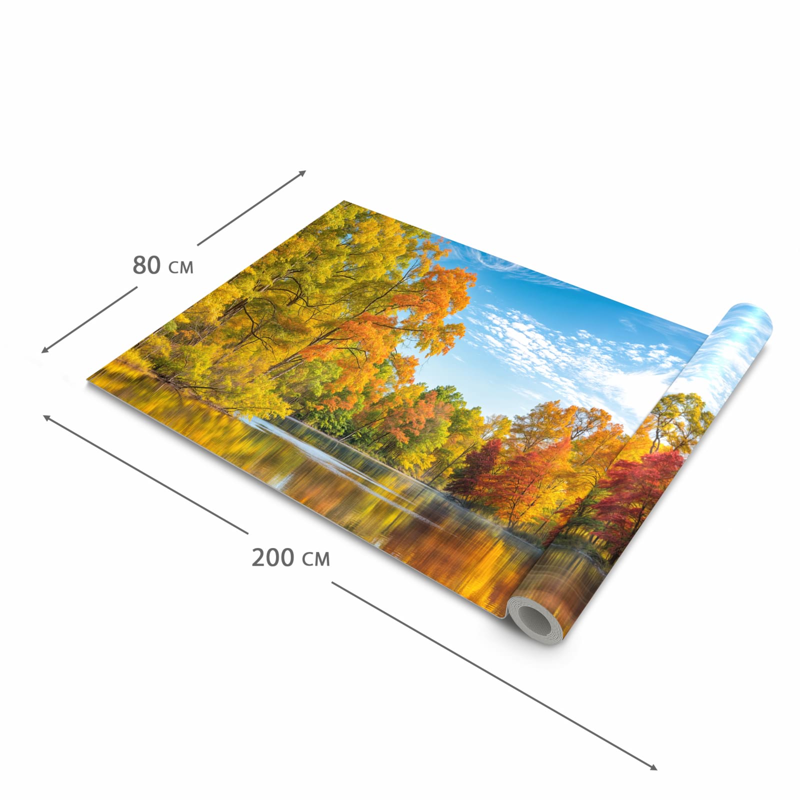 Fleckenresistenter großer Küchenteppich mit Motiv Herbstlicher See in der Größe 60x240 cm