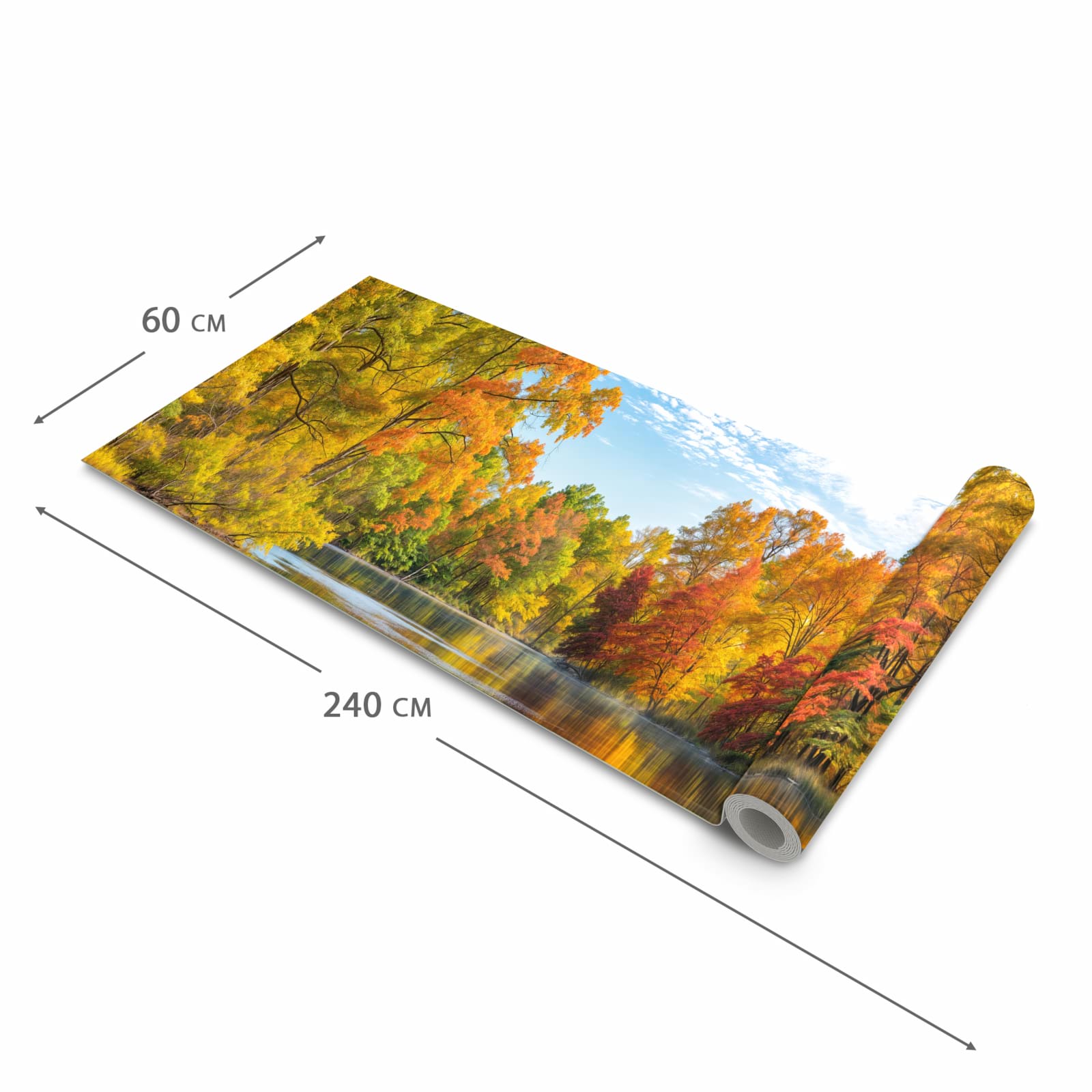 Abriebfester rutschfester Küchenteppich mit Motiv Herbstlicher See in der Grösse 60x240 cm