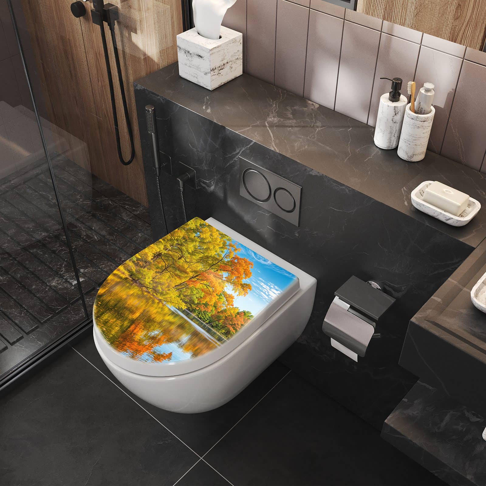 WC-Sitz mit Absenkautomatik Herbstlicher See
