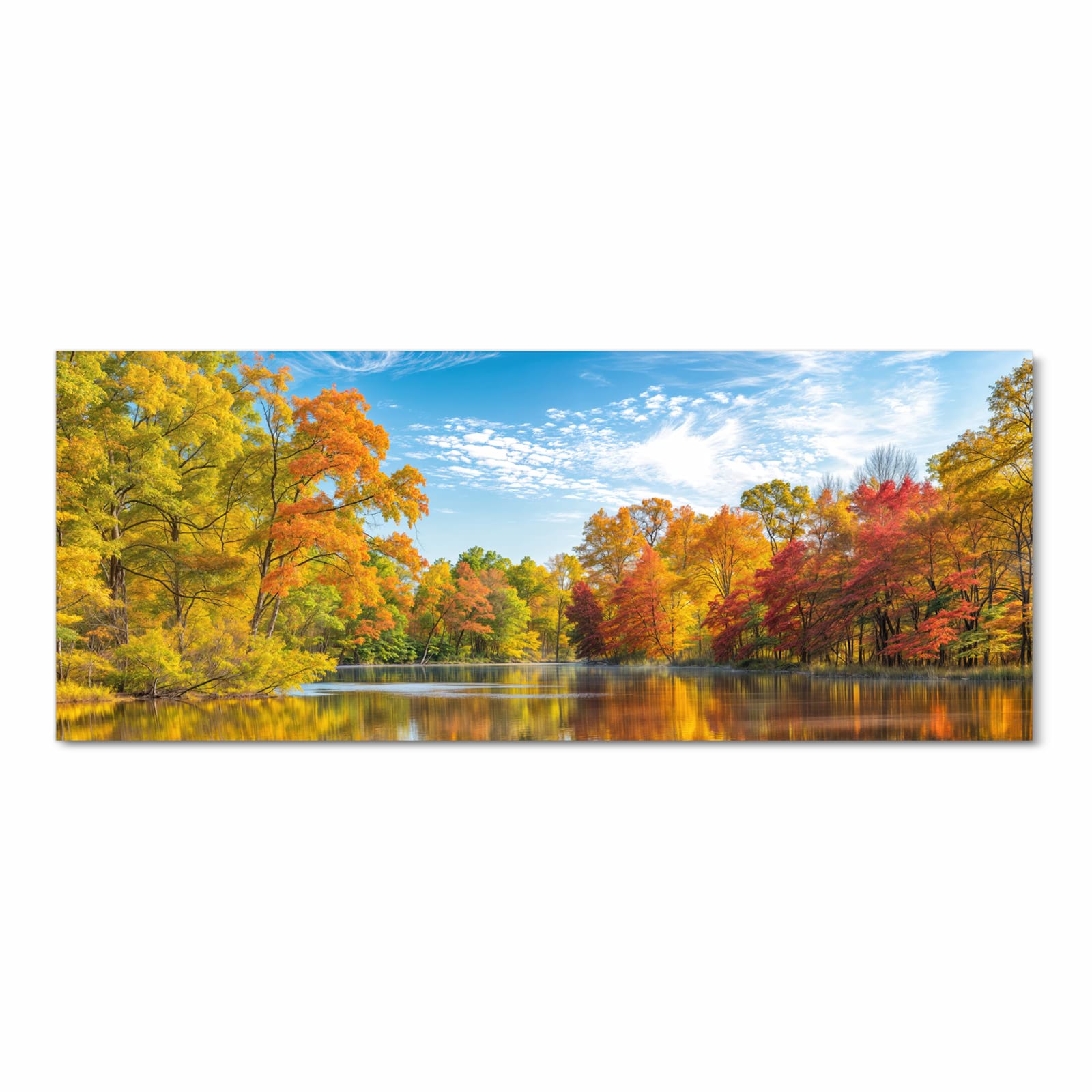 Waschbarer moderner Küchenläufer mit Motiv Herbstlicher See in Frontansicht