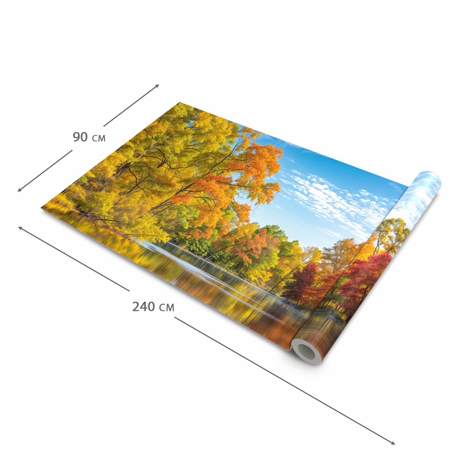 Pflegeleichter waschbarer Küchenläufer mit Motiv Herbstlicher See in der Größe 60x240 cm