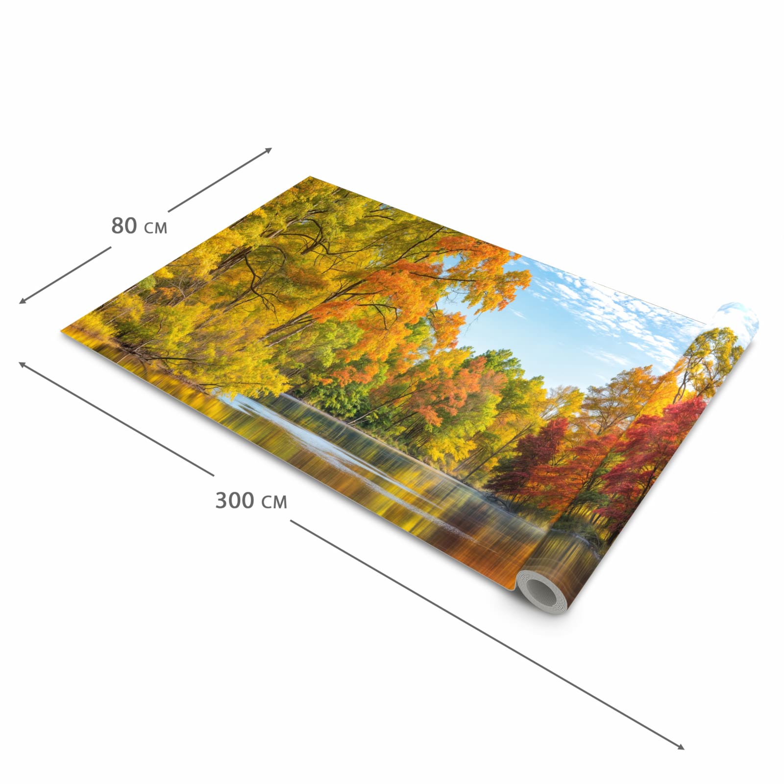 Langlebiger Küchenläufer mit Motiv Herbstlicher See in der Grösse 60x240 cm