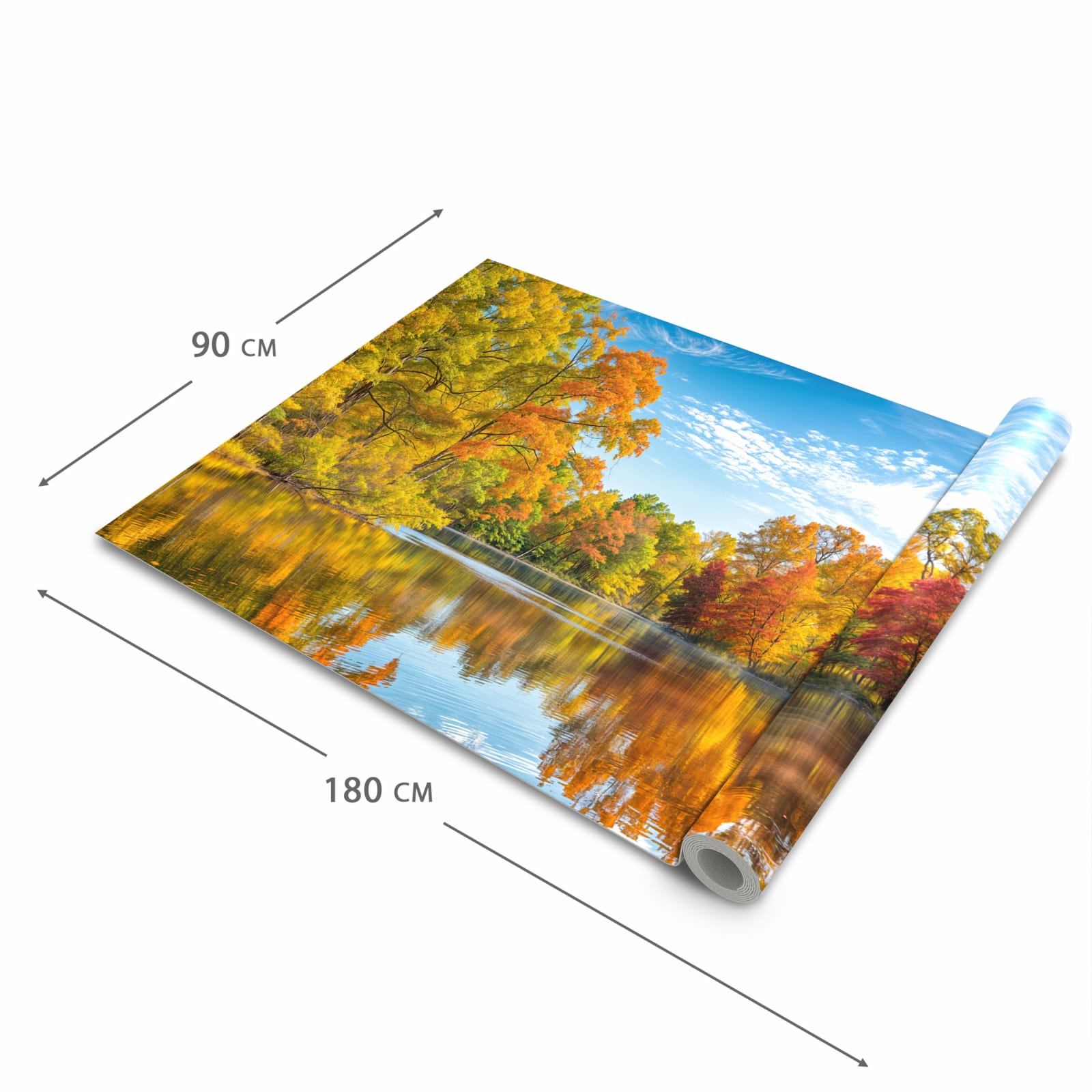 Flacher Küchenläufer mit Motiv Herbstlicher See in der Grösse 60x240 cm