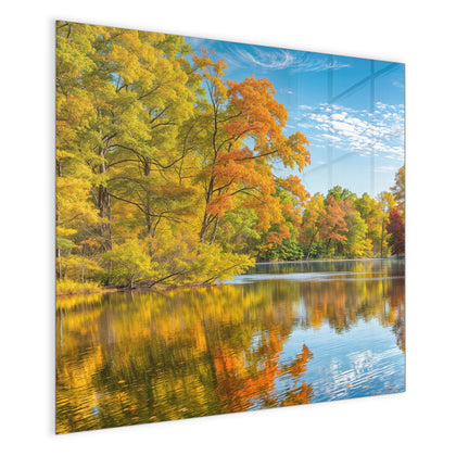 Magnettafel mit dem Motiv Spiegelung im Herbstsee